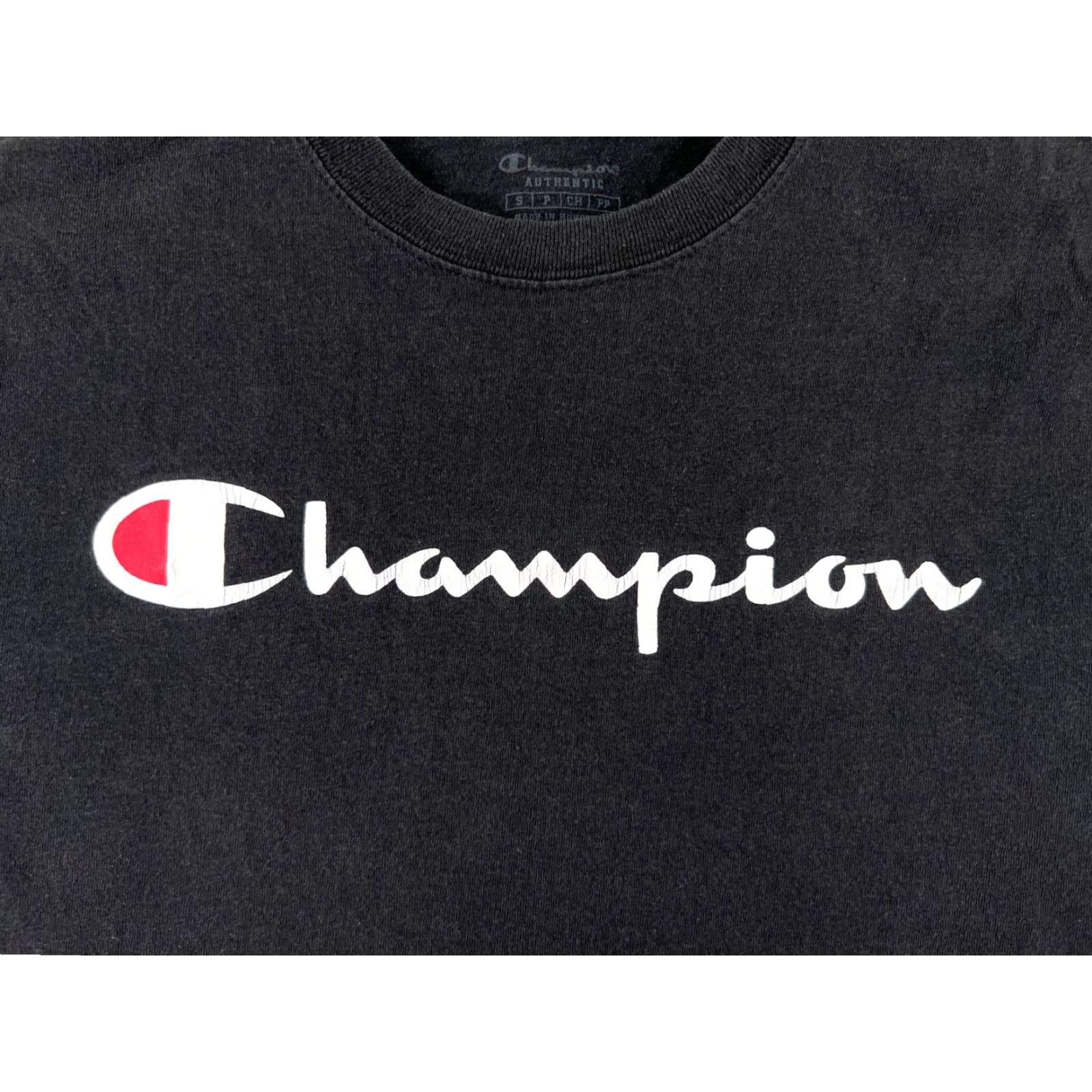 Champion VINTAGE Champion Shirt Mens Small Black Spellout Logo Short Sleeve Crew Neck Cotton Size US S / EU 44-46 / 1 - 3 Thumbnail