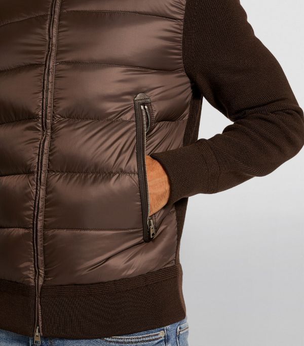 Tom Ford o1w1db10824 Padded-Front Zip-Up Jacket in Dark Brown Size US XL / EU 56 / 4 - 6 Thumbnail