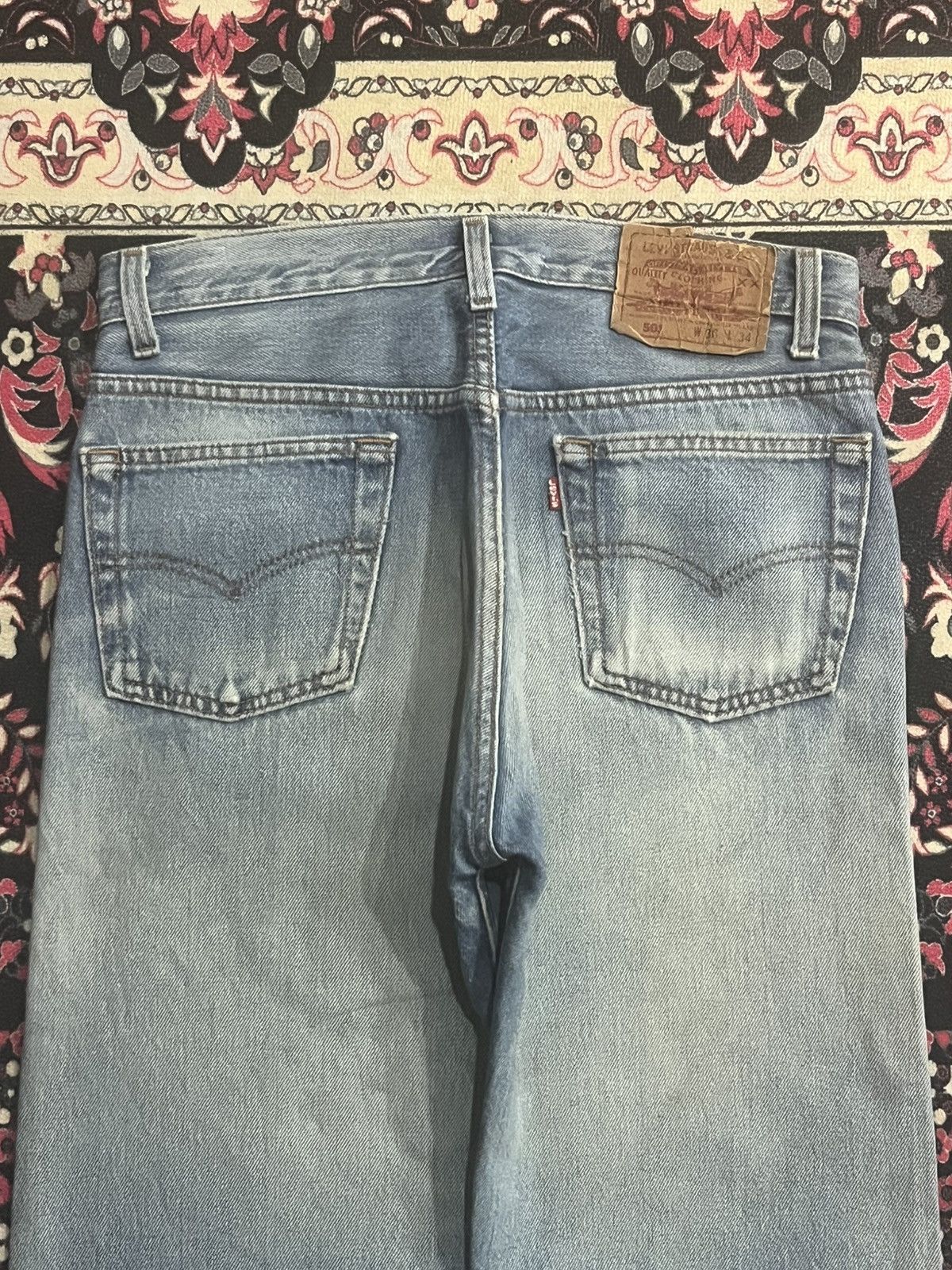 Levi's Vintage 90s Levi’s 501 Classic Light Blue Washed Ripped Jean Size US 30 / EU 46 - 10 Thumbnail