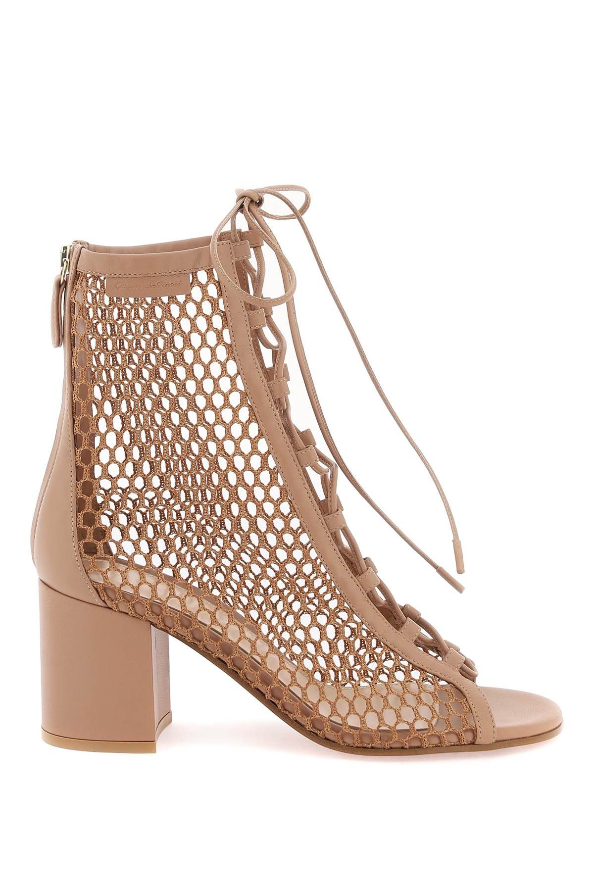 image of Gianvito Rossi Open-Toe Mesh Ankle Boots With in Praline Praline, Women's (Size 9)
