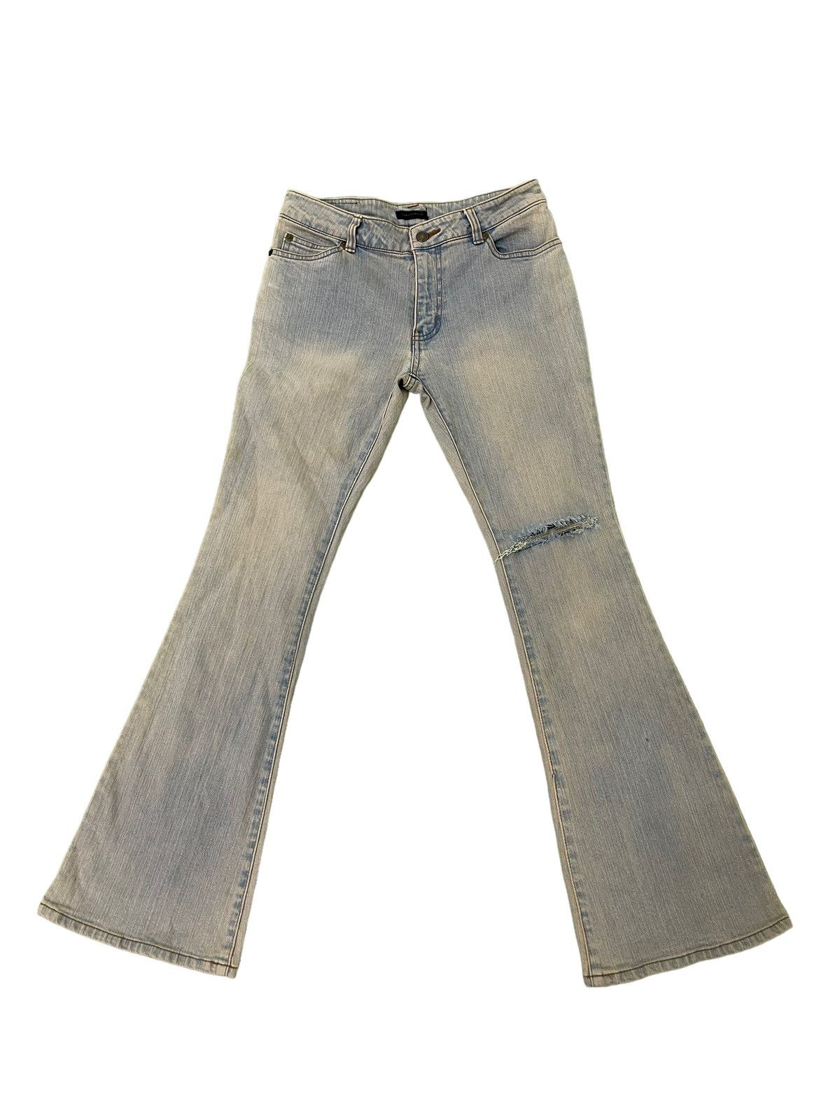 Japanese Brand Flare Jeans Daily Topic Distres Stretch Skinny Boot Cut 8🟦1 Size US 29 - 2 Thumbnail