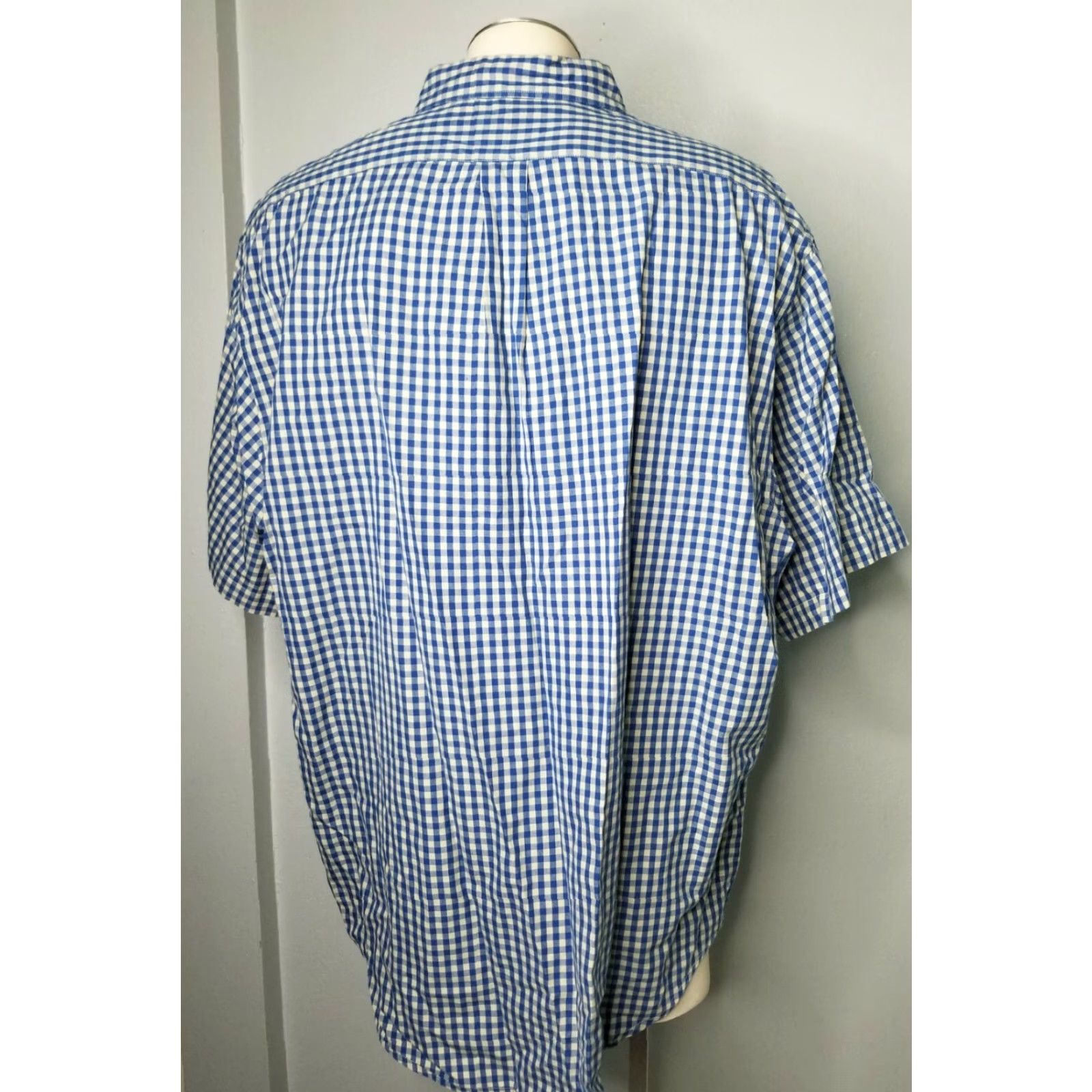 Polo Ralph Lauren VINTAGE Polo Ralph Lauren Shirt POLO RALPH LAUREN Plaid Short Sleeve Button-Up Oxford Shirt Men 2XL Blue Cotton Button-Down 1970s 80s Casual Mens Size US XXL / EU 58 / 5 - 4 Thumbnail
