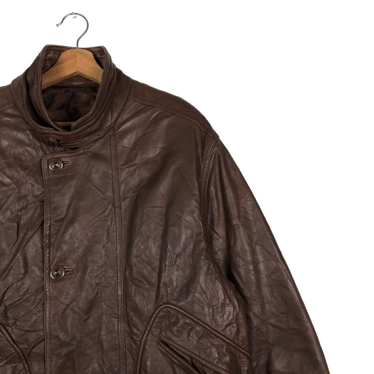 Japanese Brand 🔥Vtg Biker Leather Jacket Moare Japan Issey Miyake Size US M / EU 48-50 / 2 - 6 Thumbnail