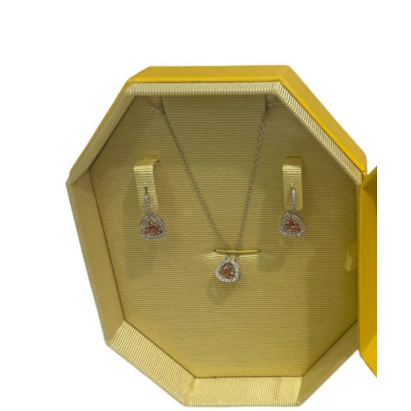 Swarovski Swarovski Crystal Zirconia Pink Pendant Necklace Earrings Size ONE SIZE - 1 Thumbnail