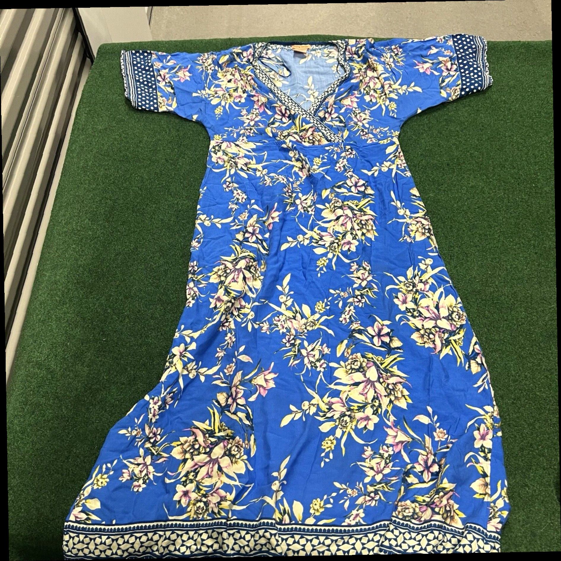 Vintage Flying Tomato Dress Womens Small Blue Pattern Flowy Midi Beachy Flowers Size S / US 4 / IT 40 - 1 Thumbnail
