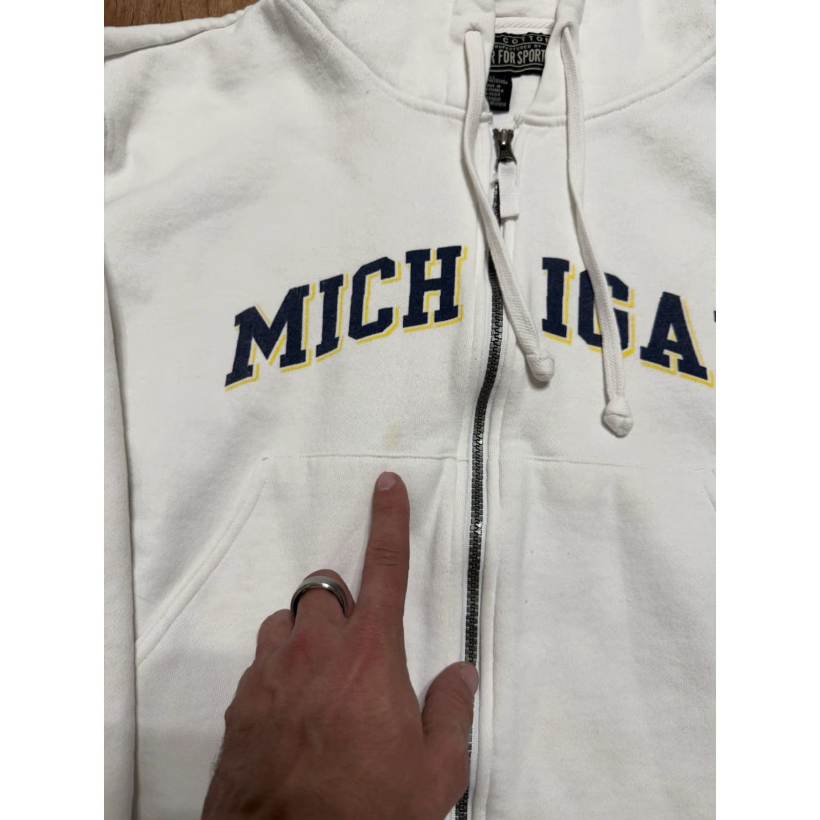 Vintage VINTAGE University Of Michigan Gear For Sports White Full Zip Jacket S Small 3-in-1 Cotton Blend Mens Size US S / EU 44-46 / 1 - 6 Thumbnail