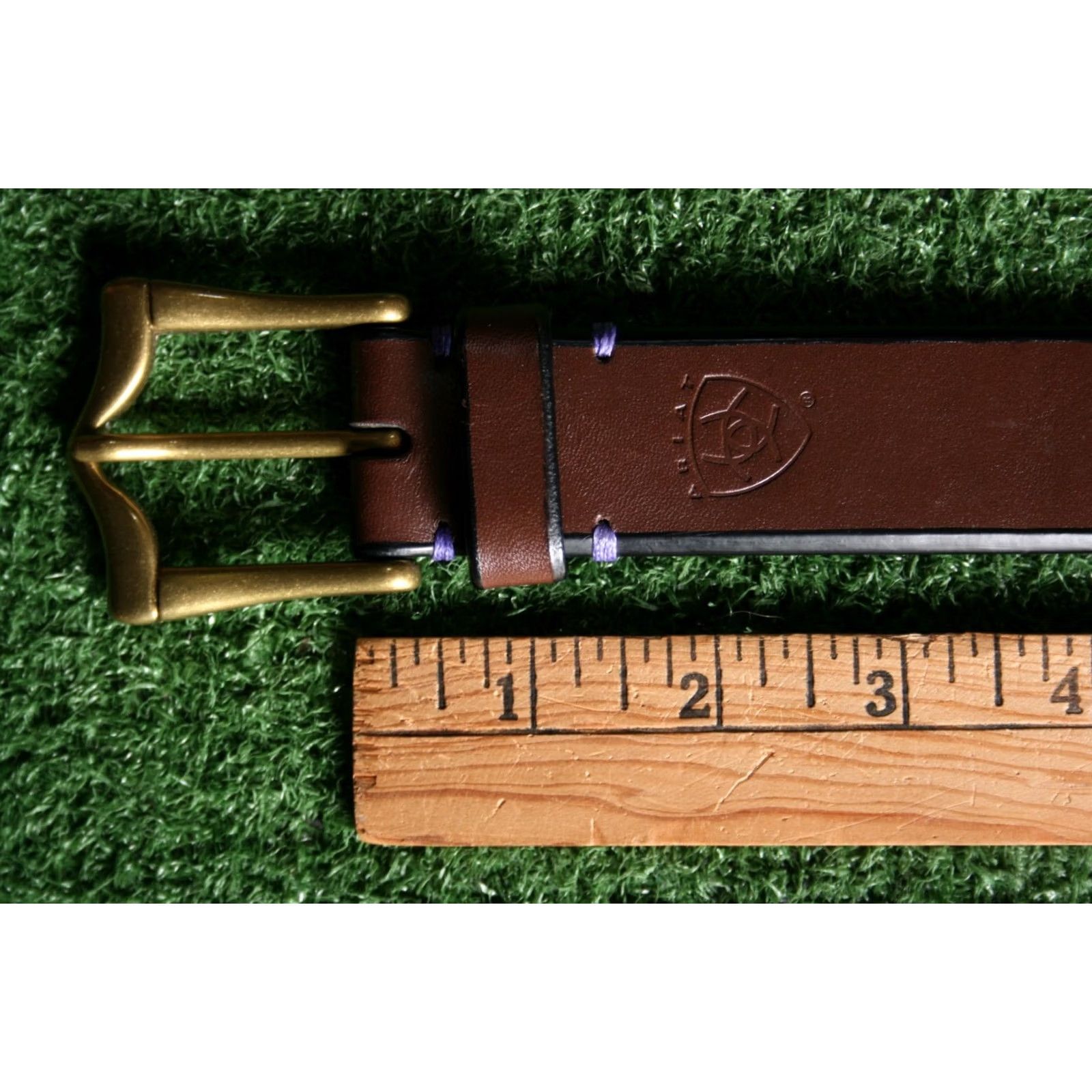 Ariat ARIAT Brown & Black Leather Belt w/Purple Stitch Women's Sz. 30 Belt Size ONE SIZE - 2 Thumbnail