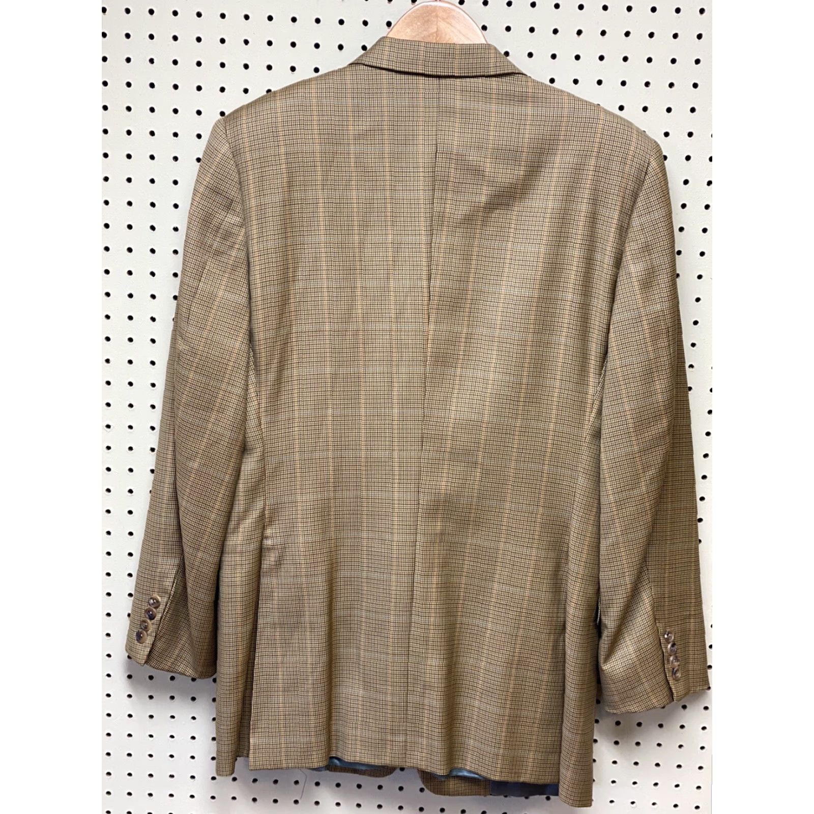 Vintage VINTAGE Hickey Freeman Boardroom 40R Houndstooth Wool Blazer Jacket Men 40R Beige Brown Three-Button Long Blazer of Wool 100% United States Size 40R - 4 Thumbnail