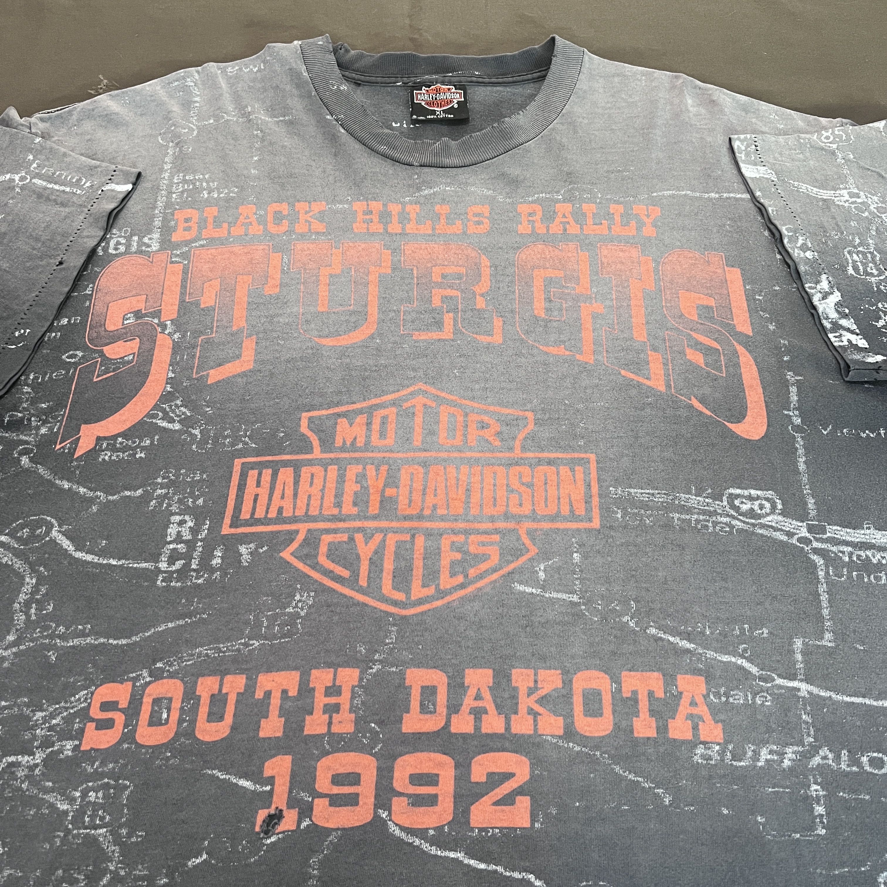 Harley Davidson Vintage 90s Harley Davidson All Over Print XL Thrashed Faded Size US XL / EU 56 / 4 - 12 Thumbnail