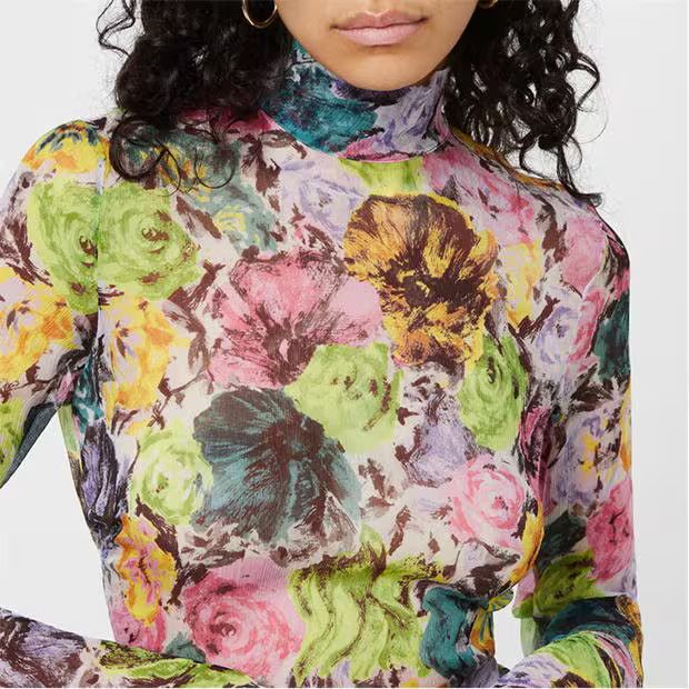 Dries Van Noten o1g2r1mq1024 Floral Chaman Blouse in Multicolor Size M / US 6-8 / IT 42-44 - 3 Thumbnail