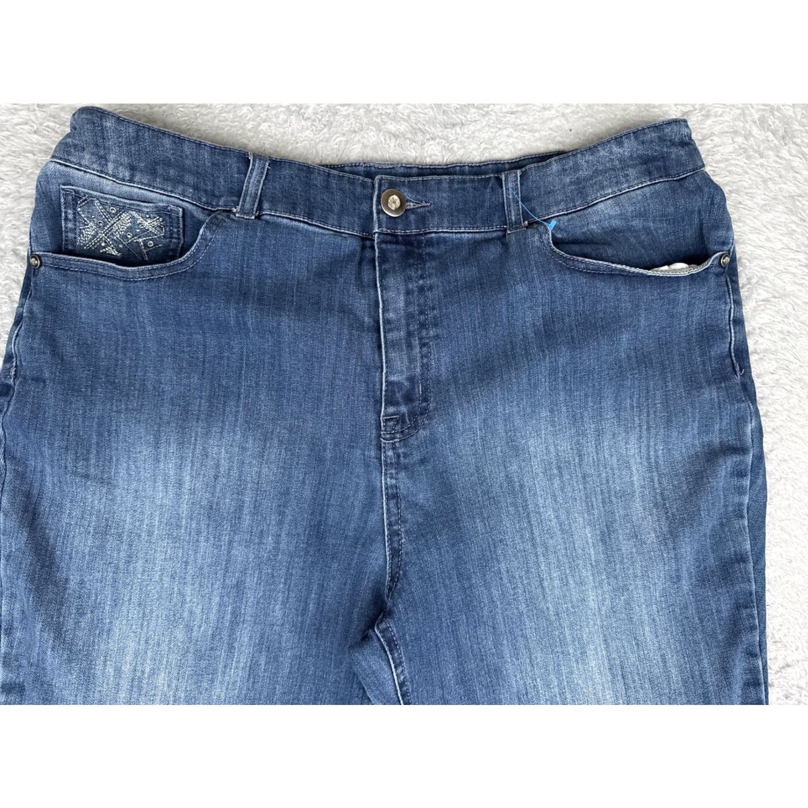 Vintage Secrets Straight Jeans Womens 16 Blue Medium Wash High Rise Relaxed Denim 36x29 Jeans Womens Size 38" / US 16 / IT 52 - 4 Thumbnail