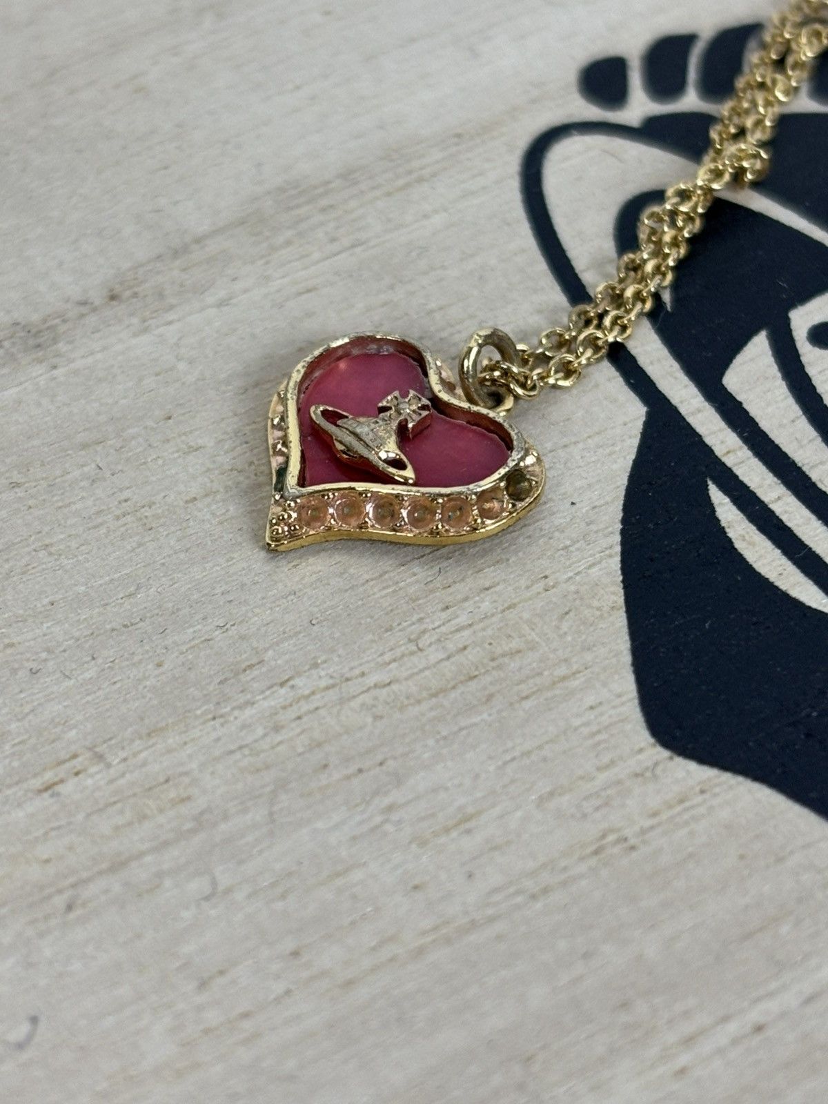 Vivienne Westwood Vivienne Westwood Petra Heart Pendant Necklace Red Diamante Size ONE SIZE - 3 Thumbnail