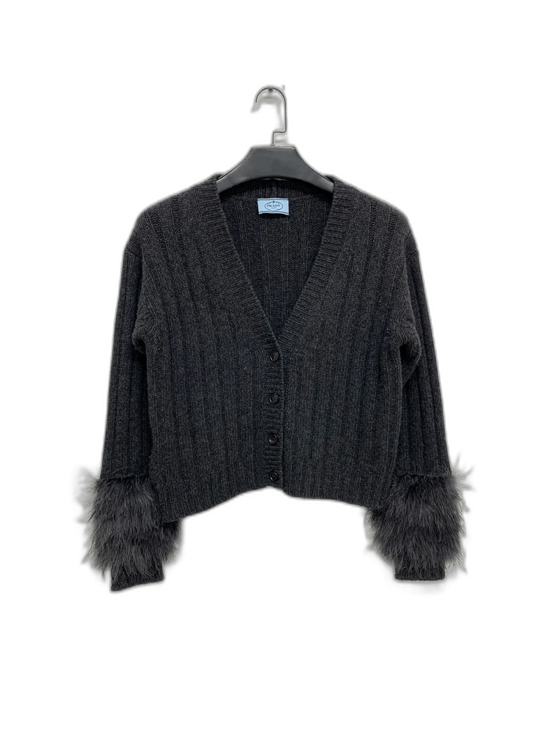 Prada Prada Fur Sleeve Sweater Cardigan Size S / US 4 / IT 40 - 1 Thumbnail
