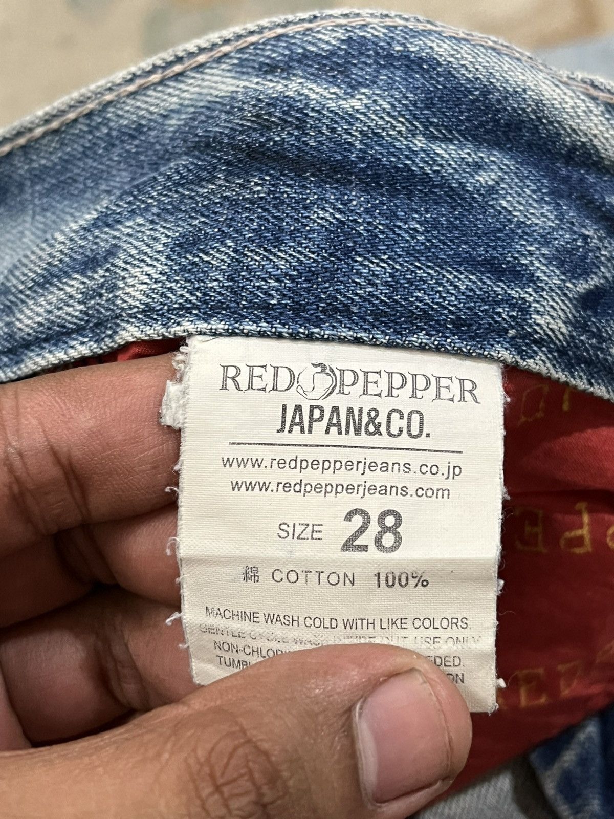 Ed Hardy × Le Grande Bleu (L.G.B.) Vintage Red Pepper Patches Distressed Denim Size US 32 / EU 48 - 15 Thumbnail