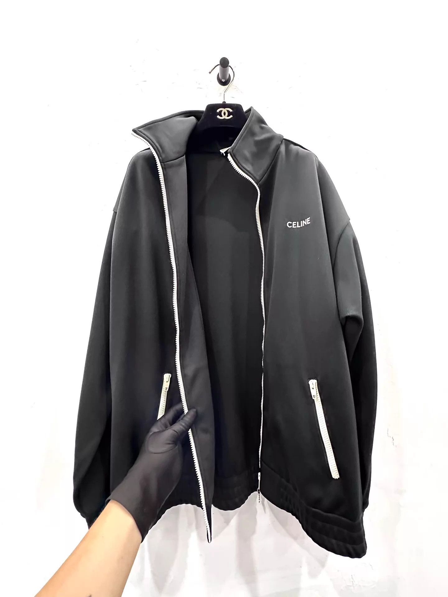 Celine Celine Men's Black Jacket White Stripe Embroidered Logo L Size US L / EU 52-54 / 3 - 4 Thumbnail