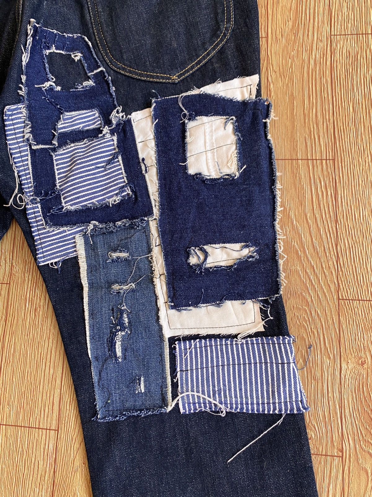 Kapital Rare Vintage Kapital Sashiko Boro Buckle Back Denim 1990s Size US 33 - 9 Thumbnail