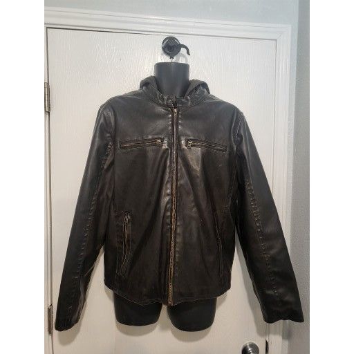 Levi's Vintage Levis Mens Y2K Dark Brown Pleather Biker Jacket Sz M Size US M / EU 48-50 / 2 - 1 Thumbnail