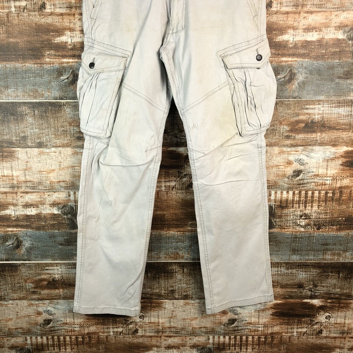 Japanese Brand Geride White Cargo utility Multipocket Pants #A1922 Size US 31 - 3 Thumbnail