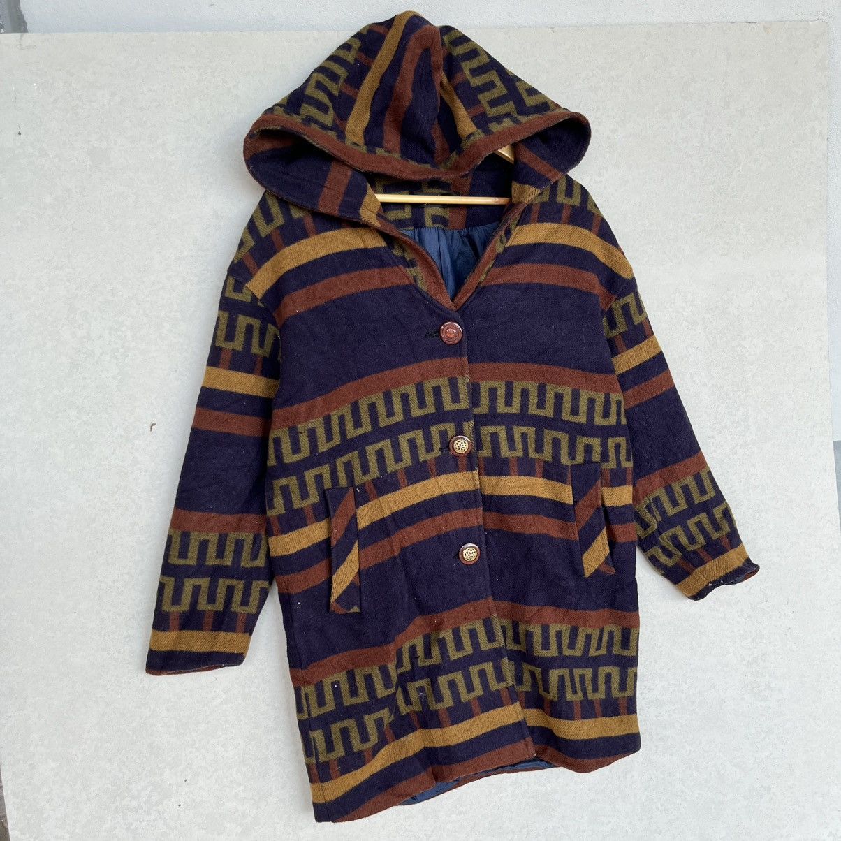 Other Vintage Multicoloured Patterned Hooded Coat Size XL Size US XL / EU 56 / 4 - 3 Thumbnail