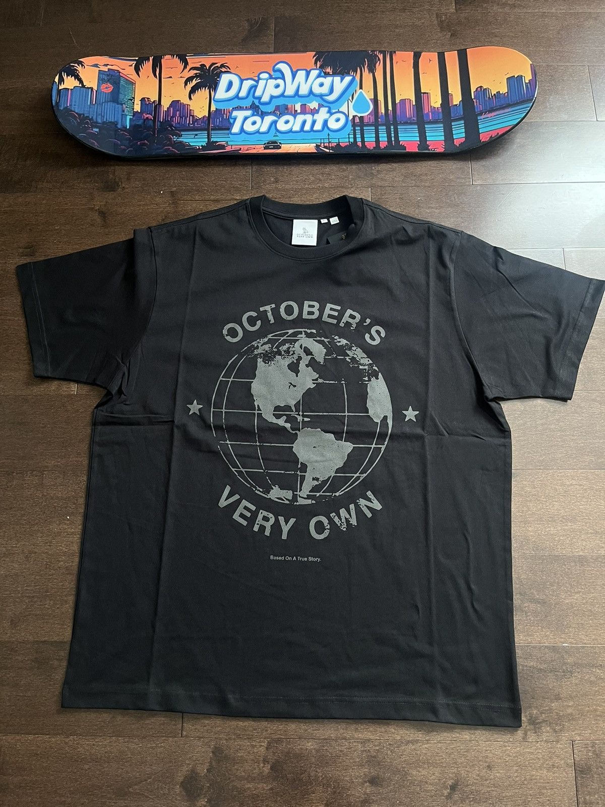 image of Octobers Very Own New Ovo Globe Logo Tee Black, Men's (Size XL)