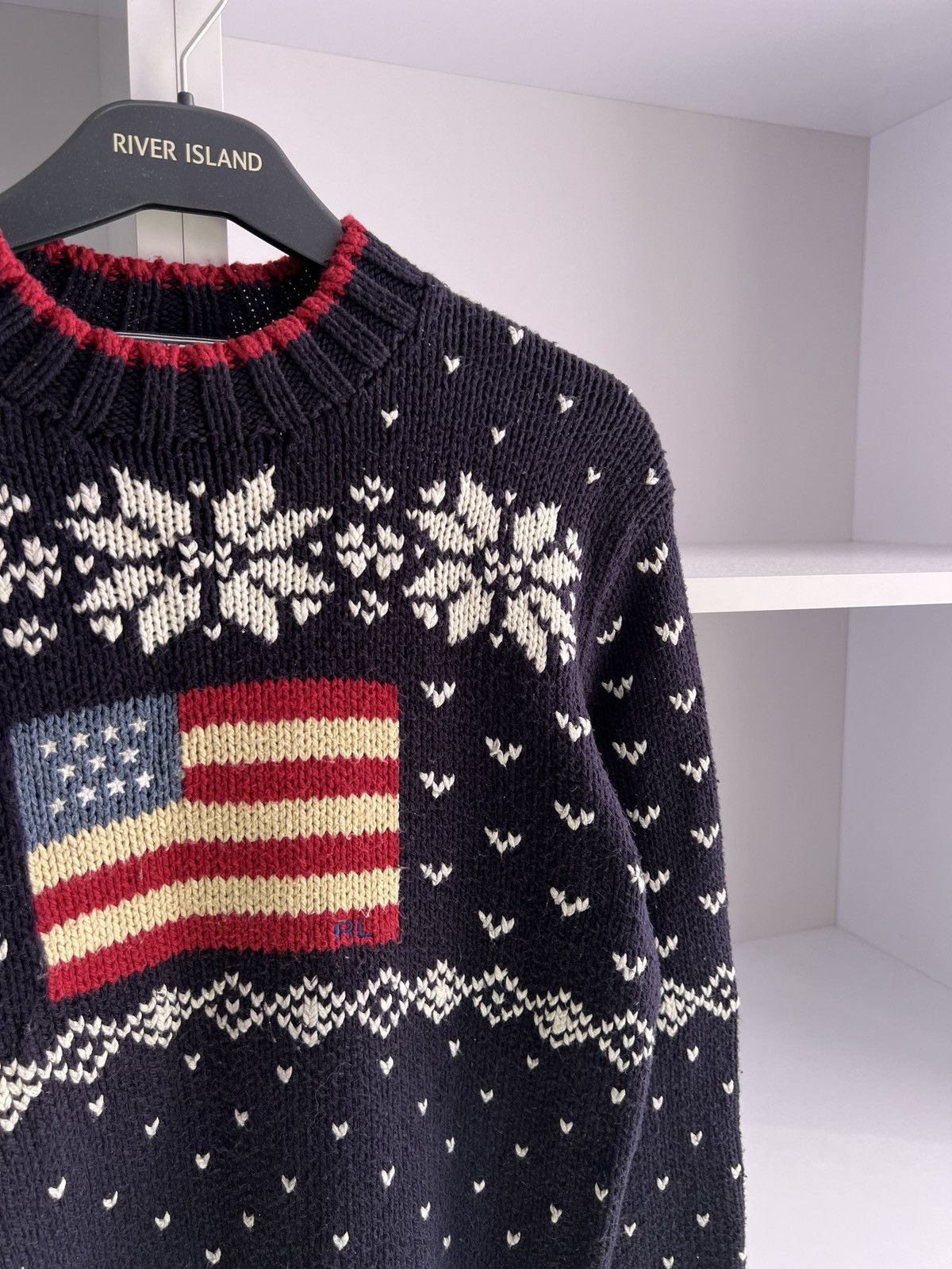 Polo Ralph Lauren × Ralph Lauren Sport × Vintage Vintage Polo Sport Sweater Women’s Navy American Flag Size M / US 6-8 / IT 42-44 - 5 Thumbnail