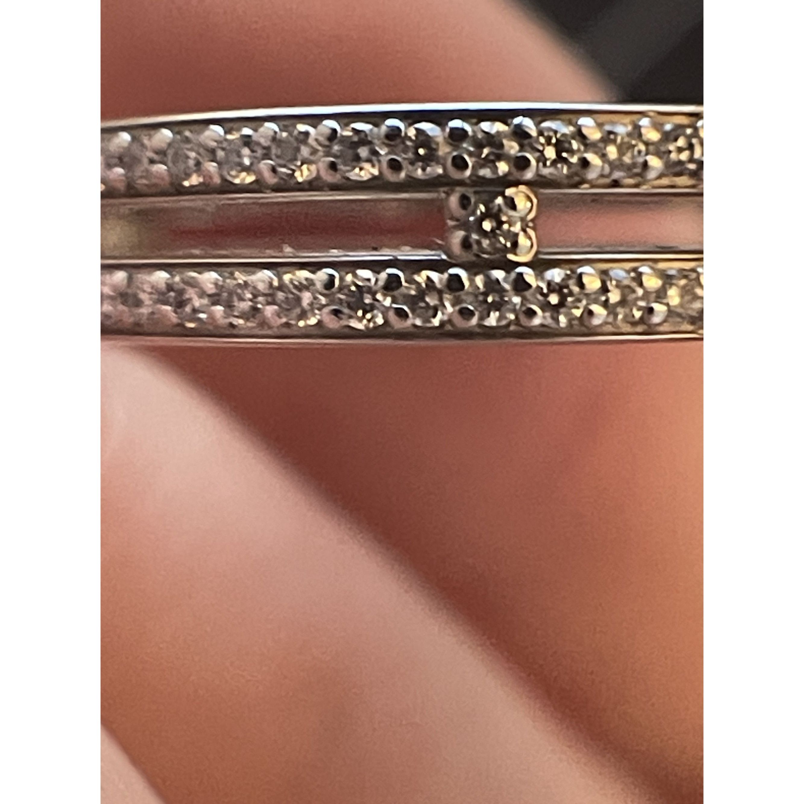 Hermes Hermès White Gold Double Band Ring With Diamond Accents Size Size ONE SIZE - 11 Thumbnail