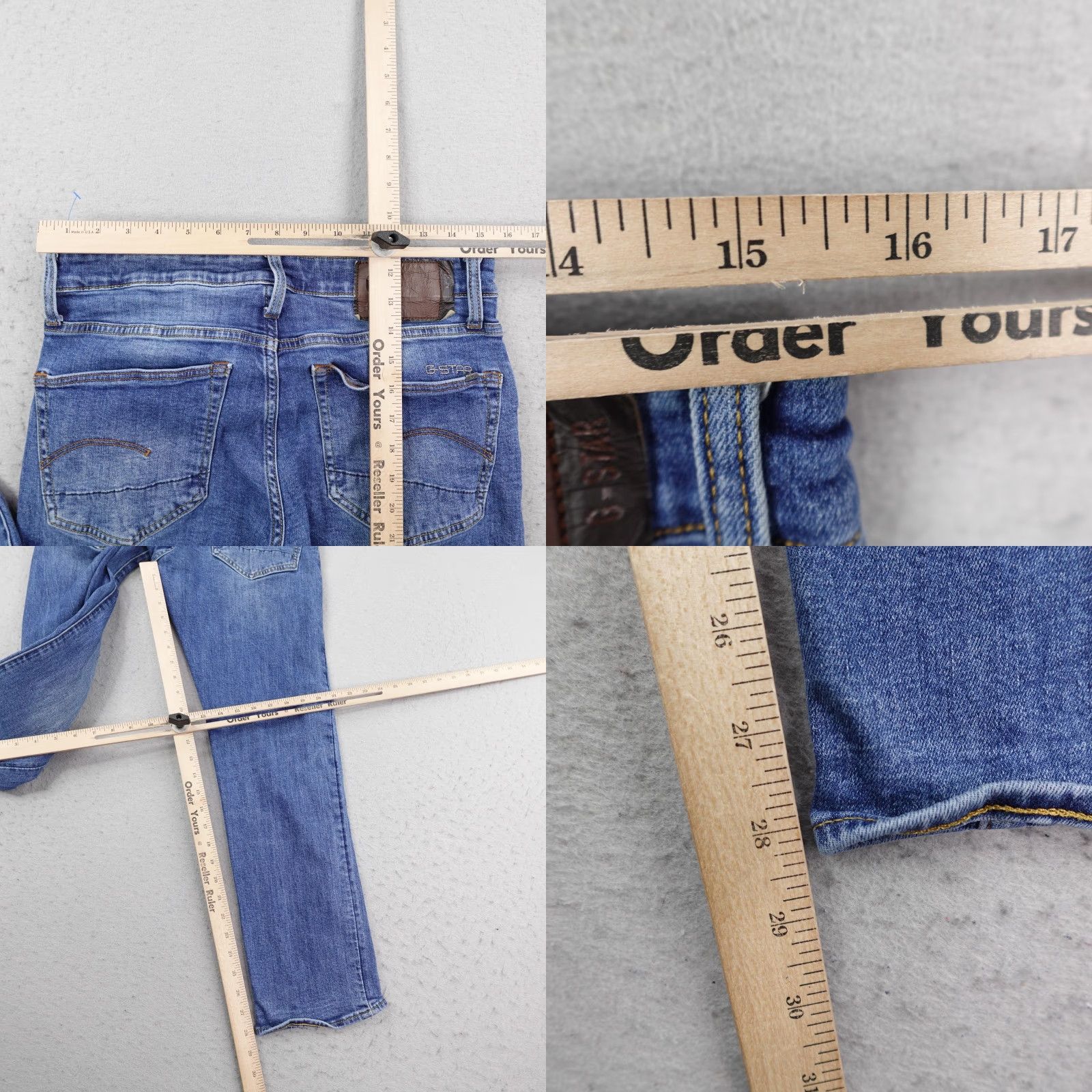Vintage G-Star RAW Jeans 30x30 Blue Denim 3301 Straight Button Fly 5-Pocket Mens Slim/Faded Flex Size US 30 / EU 46 - 8 Thumbnail