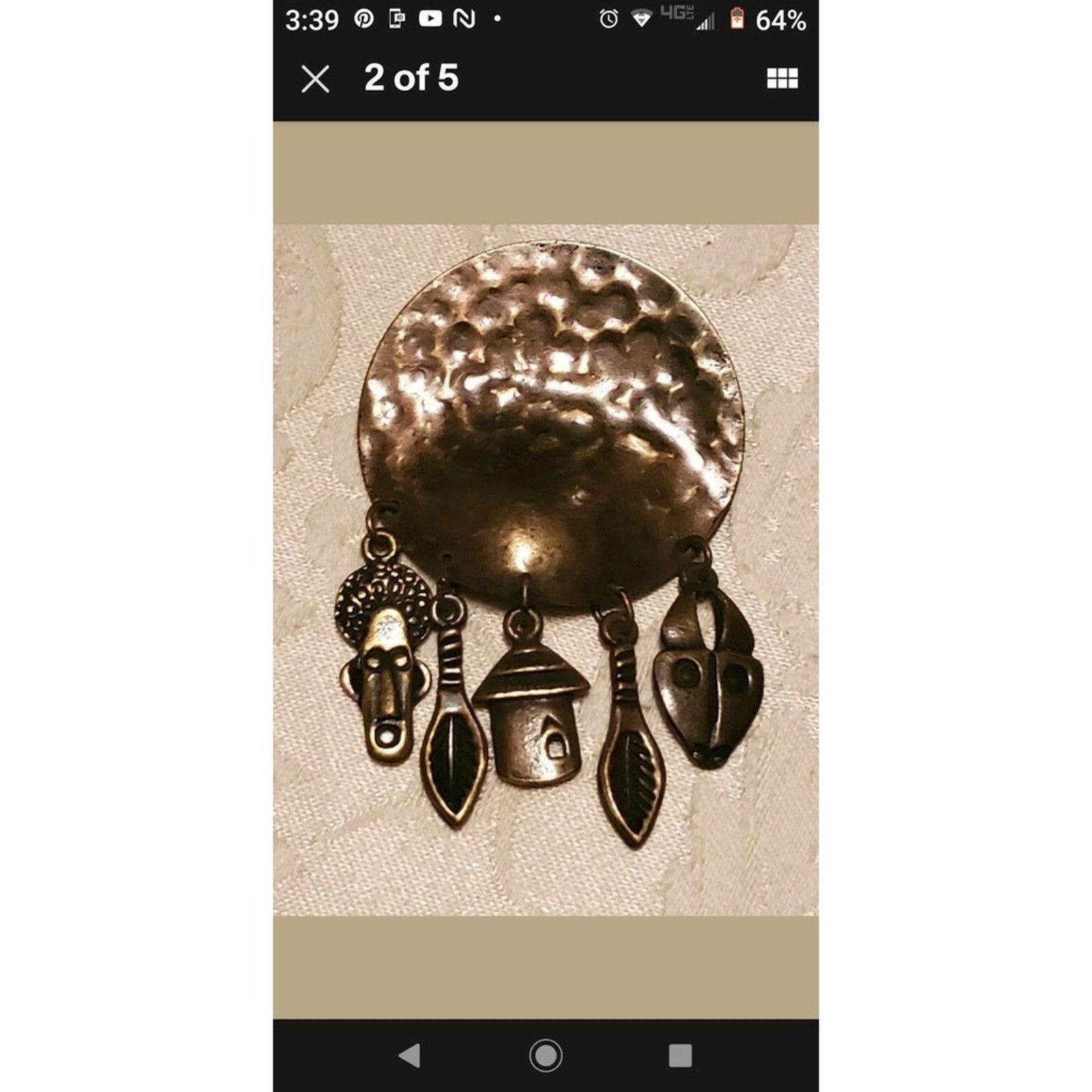 Vintage Made in Haiti~Handmade Copper Brooch Size ONE SIZE - 5 Thumbnail