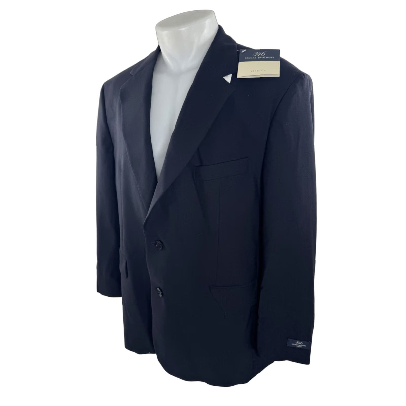 Brooks Brothers BROOKS BROTHERS Blazer - Wool Blend Stretch - 44S - Wool Blazer Jacket - Blackish Very Dark Blue - Men - Short Length - Tags New Size 44R - 1 Thumbnail