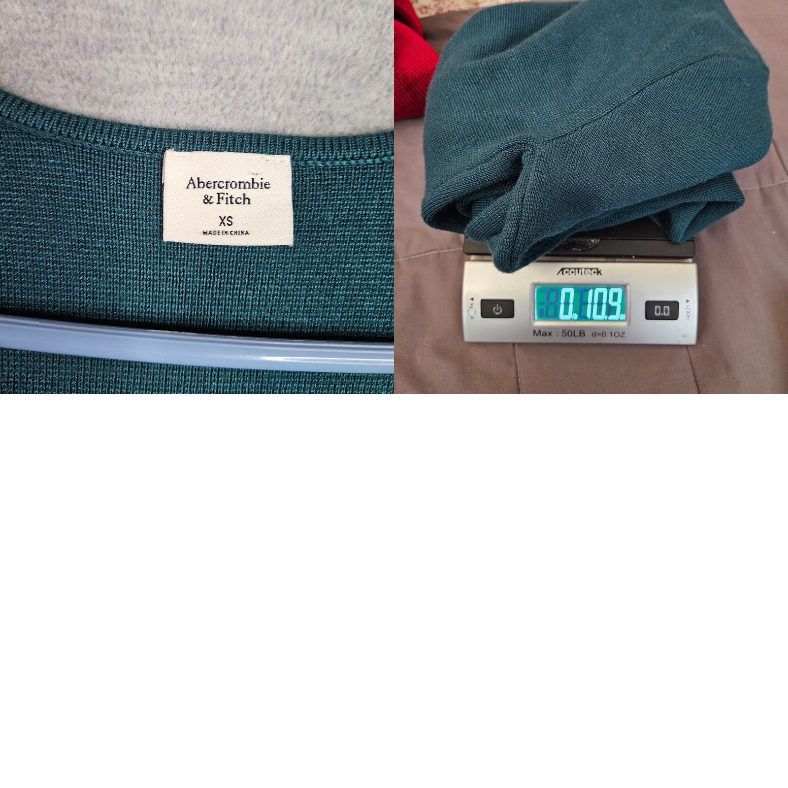 Abercrombie & Fitch Abercrombie & Fitch Women's XS Teal Knit Cardigan NWT Ribbed Zip Front Square Neck Long Sleeve Size XS / US 0-2 / IT 36-38 - 8 Thumbnail