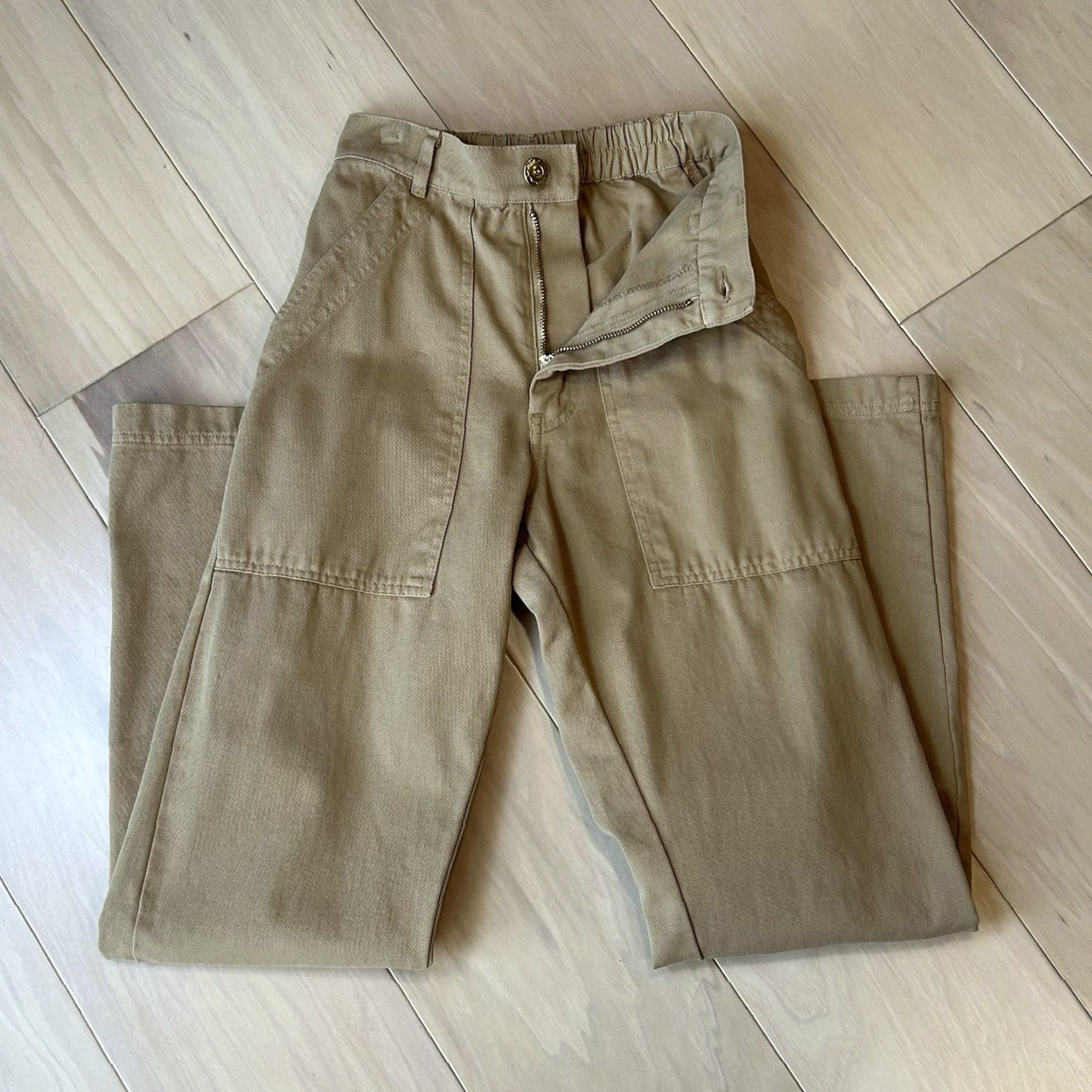Big Bud Press VINTAGE Big Bud Press Work Pants Twill Utility Trouser Women’s 2XS Tan Solid Patch Pockets High Rise Cotton Relaxed Jeans 29in 24in 11 Rise Mens? Size 24" / US 00 / IT 34 - 5 Thumbnail
