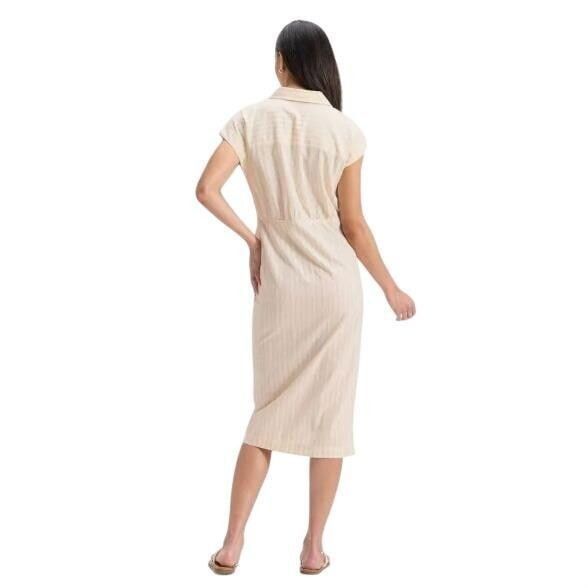 Universal Thread Women's Cream Striped Short Sleeve Wrap Wai, Women's — image 3 of 3
