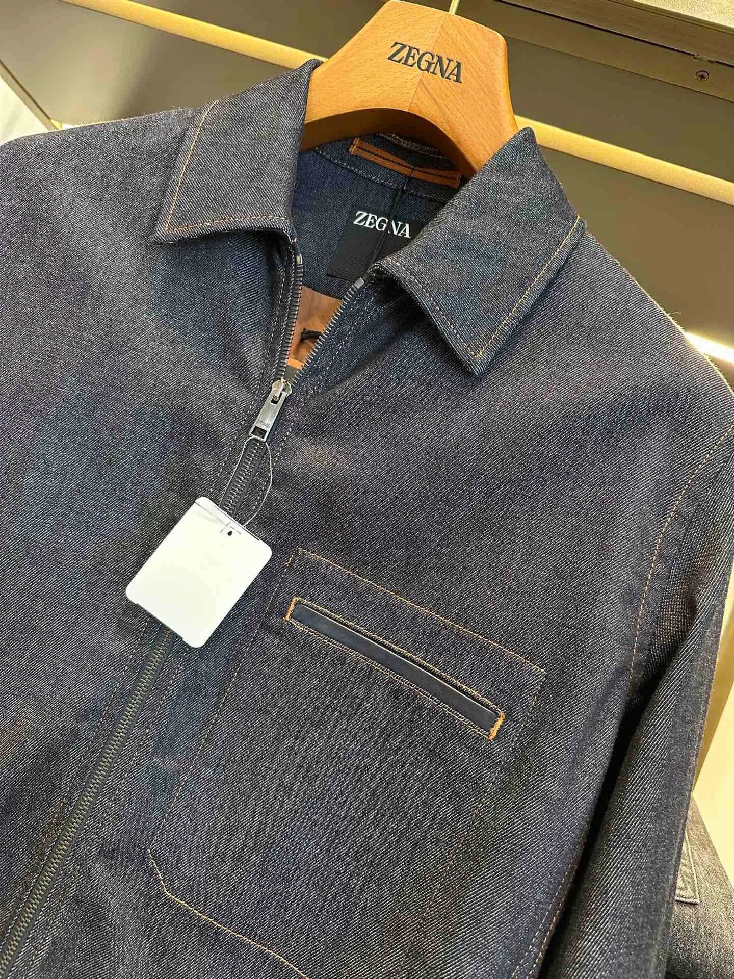 Ermenegildo Zegna Zegna Dark Blue Denim Jacket Size US XL / EU 56 / 4 - 2 Thumbnail