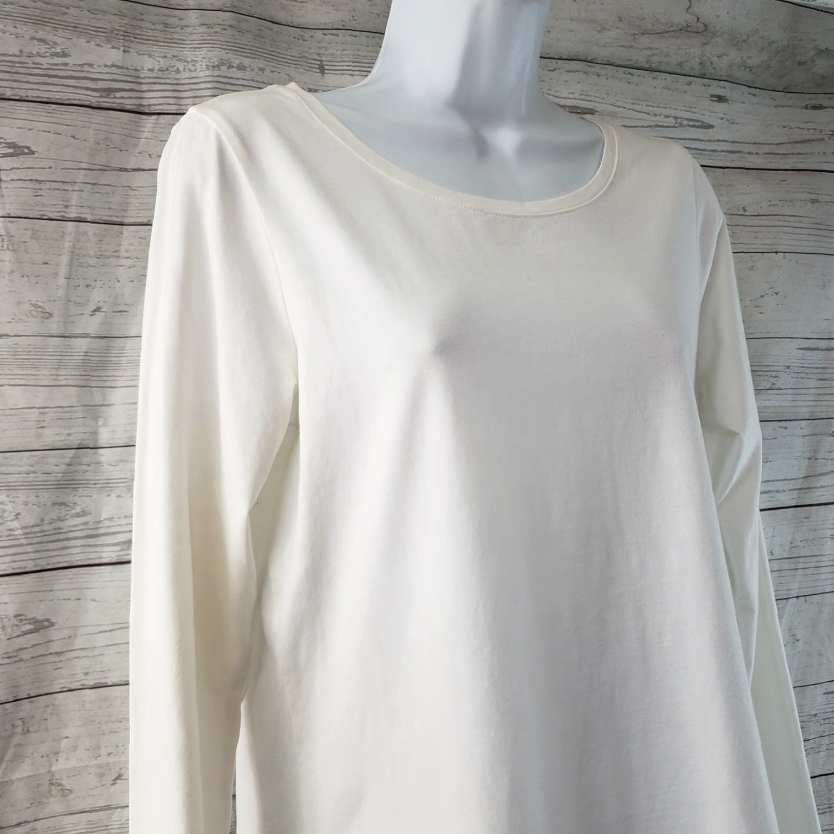 Vintage PureJill Womens T-Shirt Long Sleeve Tee Sz S White Cotton Blend 95% Pima 5% Spandex Casual Basic Womens Size S / US 4 / IT 40 - 2 Thumbnail