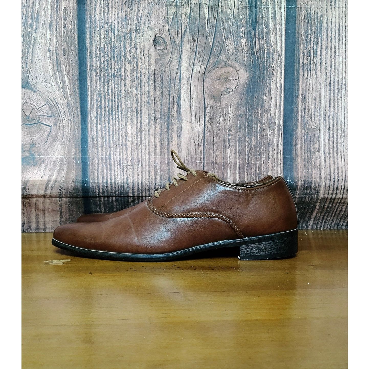 Other Men's Oxford Dress Shoes Brown Lace Up Braided Trim Almond Size US 7.5 / EU 40-41 - 2 Thumbnail