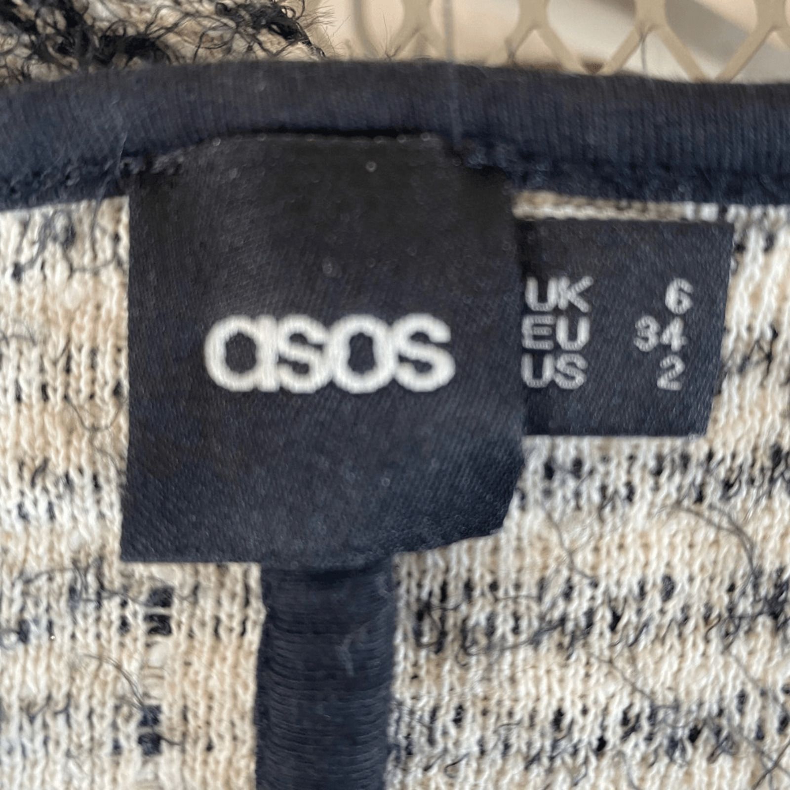 Asos Asos Black Cream Striped Knitted Open Front Cardigan Size 2 Preppy Versatile 60s Size XS / US 0-2 / IT 36-38 - 3 Thumbnail