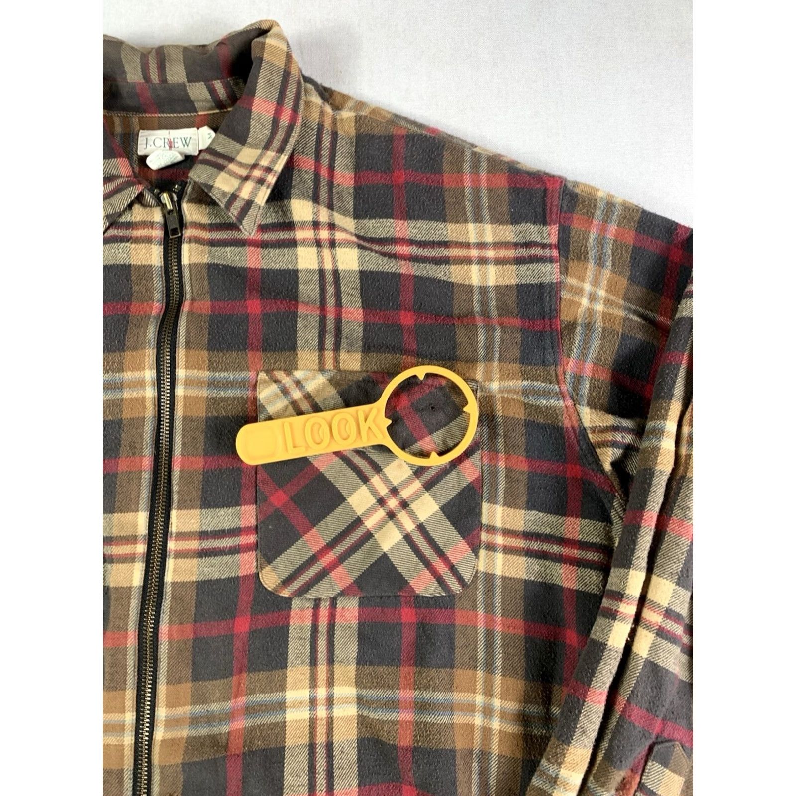 J.Crew J.CREW Oarsman Flannel Shirt Mens M Full zip Brown Red Plaid Long sleeve Size US M / EU 48-50 / 2 - 5 Thumbnail