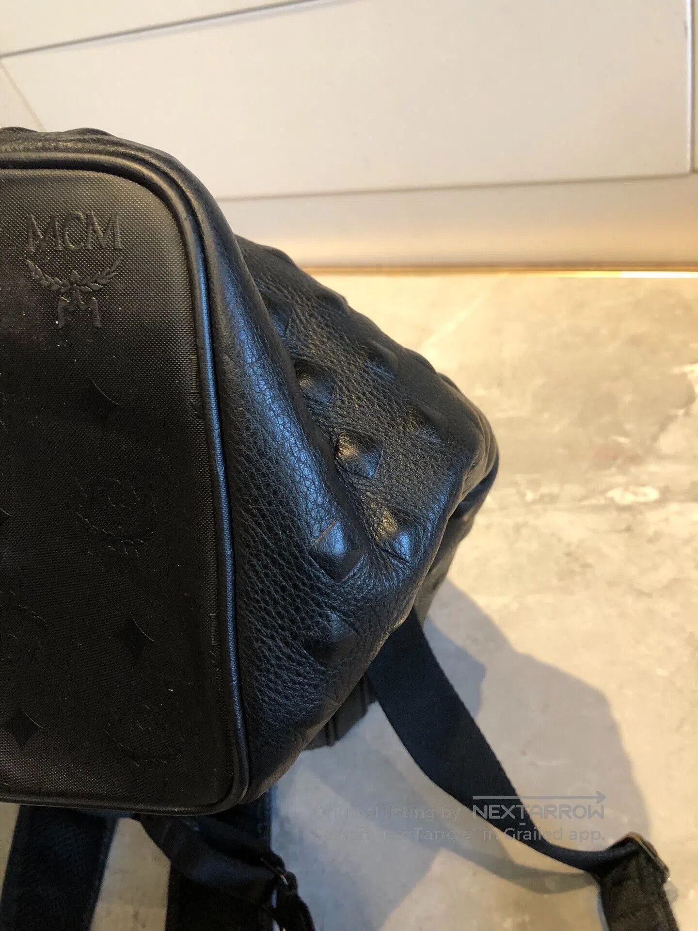 MCM Large Black Studded Backpack.