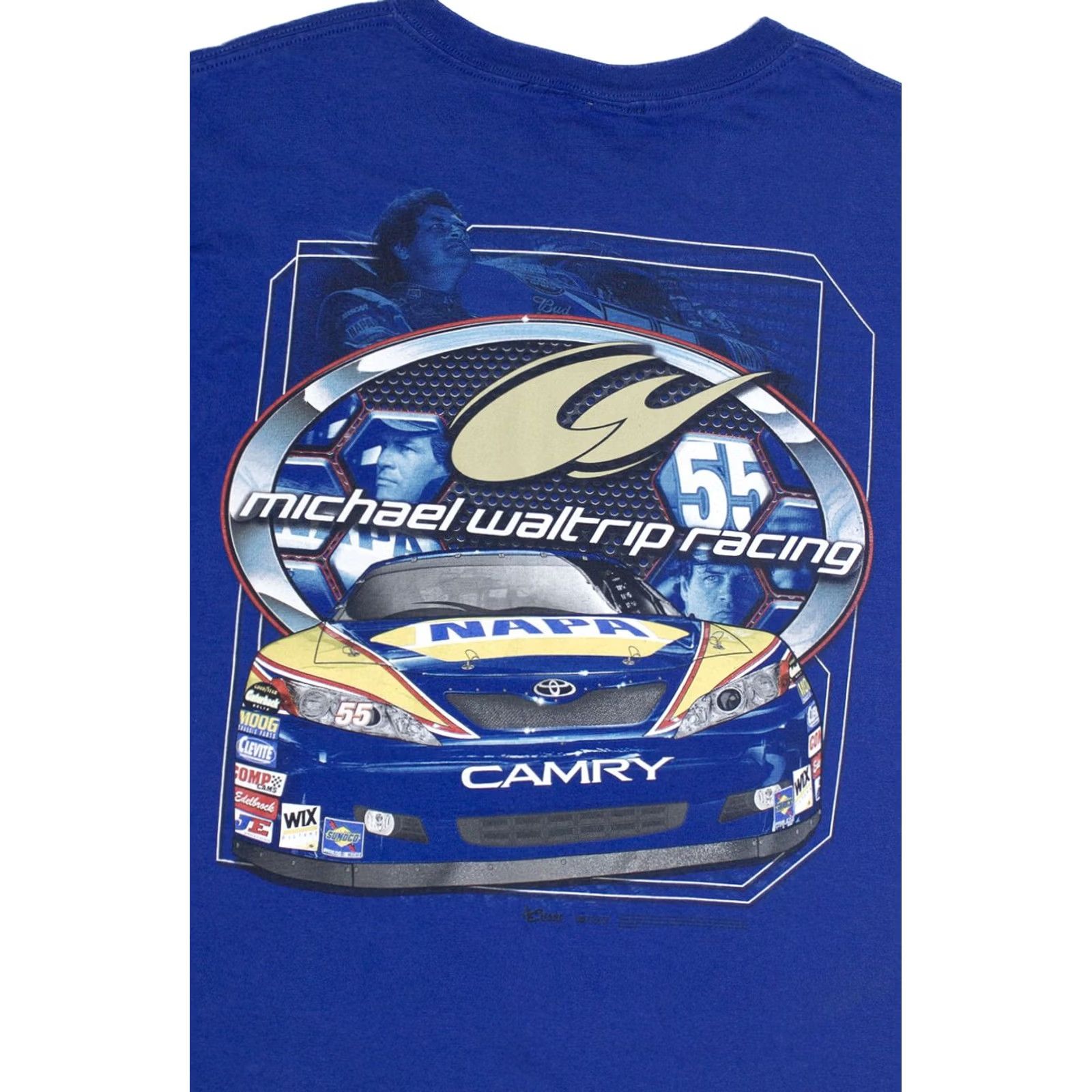 NASCAR Michael Waltrip #55 NASCAR Blue Medium Racing T-Shirt Front/Back Print Size US M / EU 48-50 / 2 - 4 Thumbnail