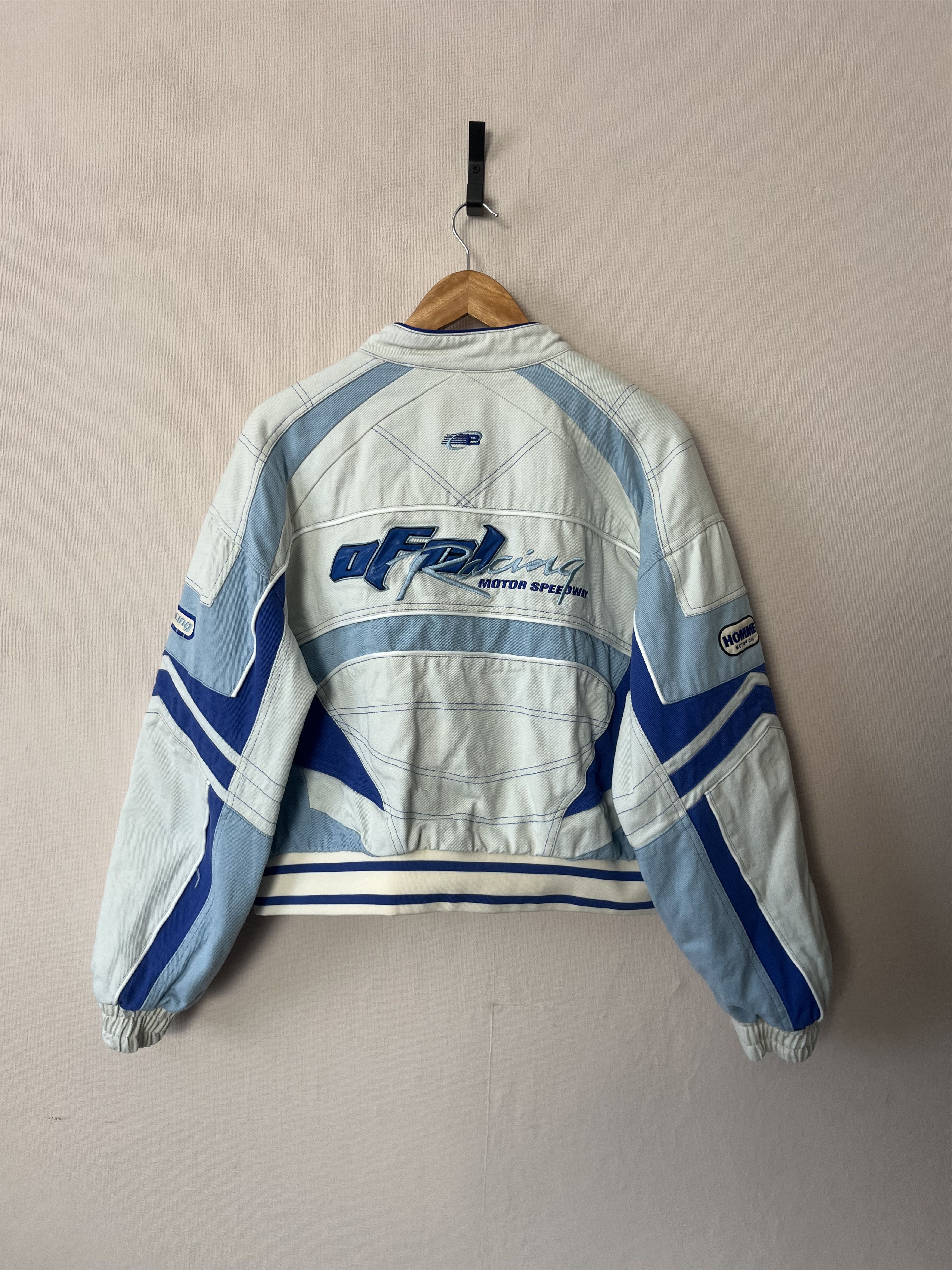 Boohoo Boohooman Racing Bomber Jacket White Blue Size S Size US S / EU 44-46 / 1 - 3 Thumbnail