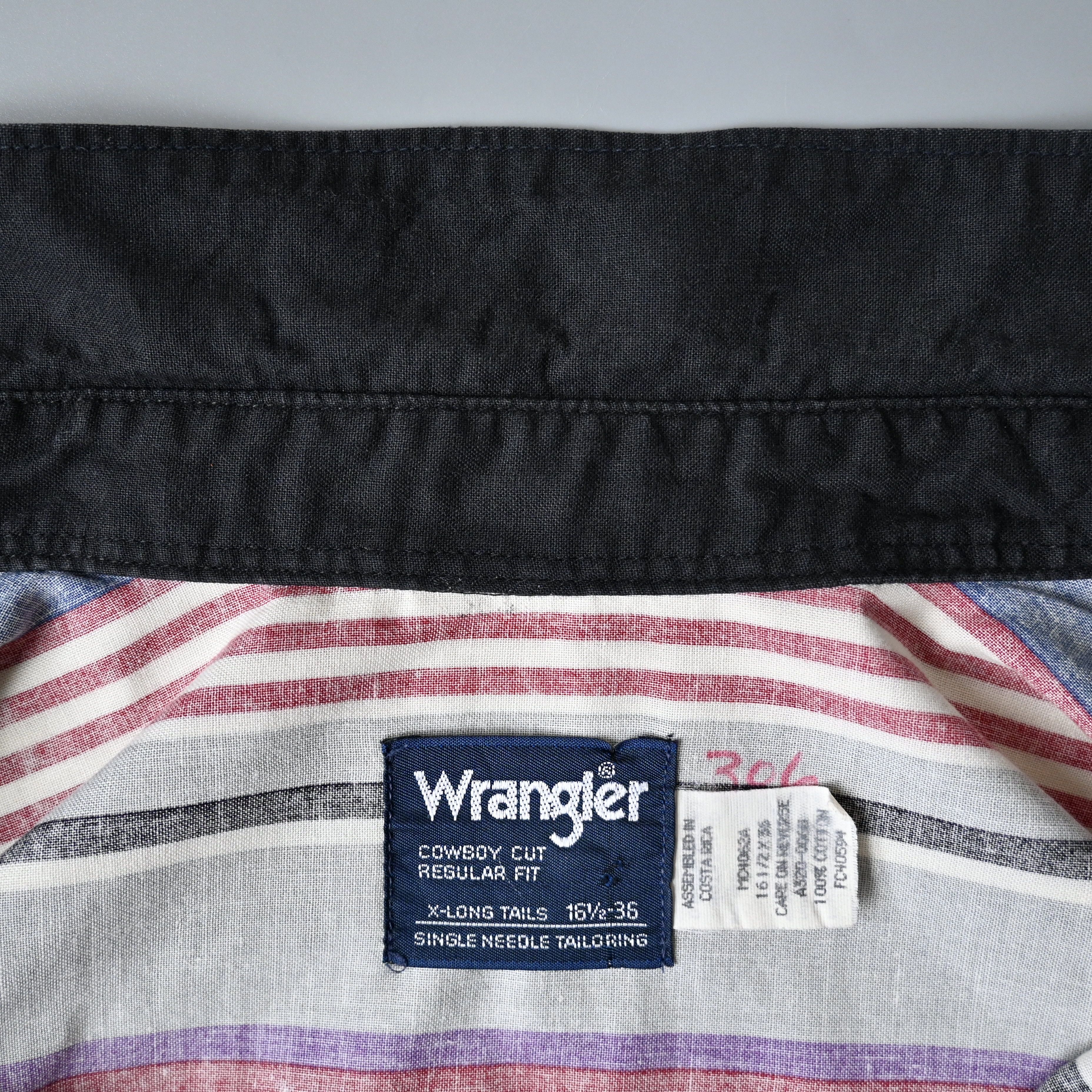 Vintage 90s Wrangler black x multi horizontal stripes western shirt Size US L / EU 52-54 / 3 - 11 Thumbnail