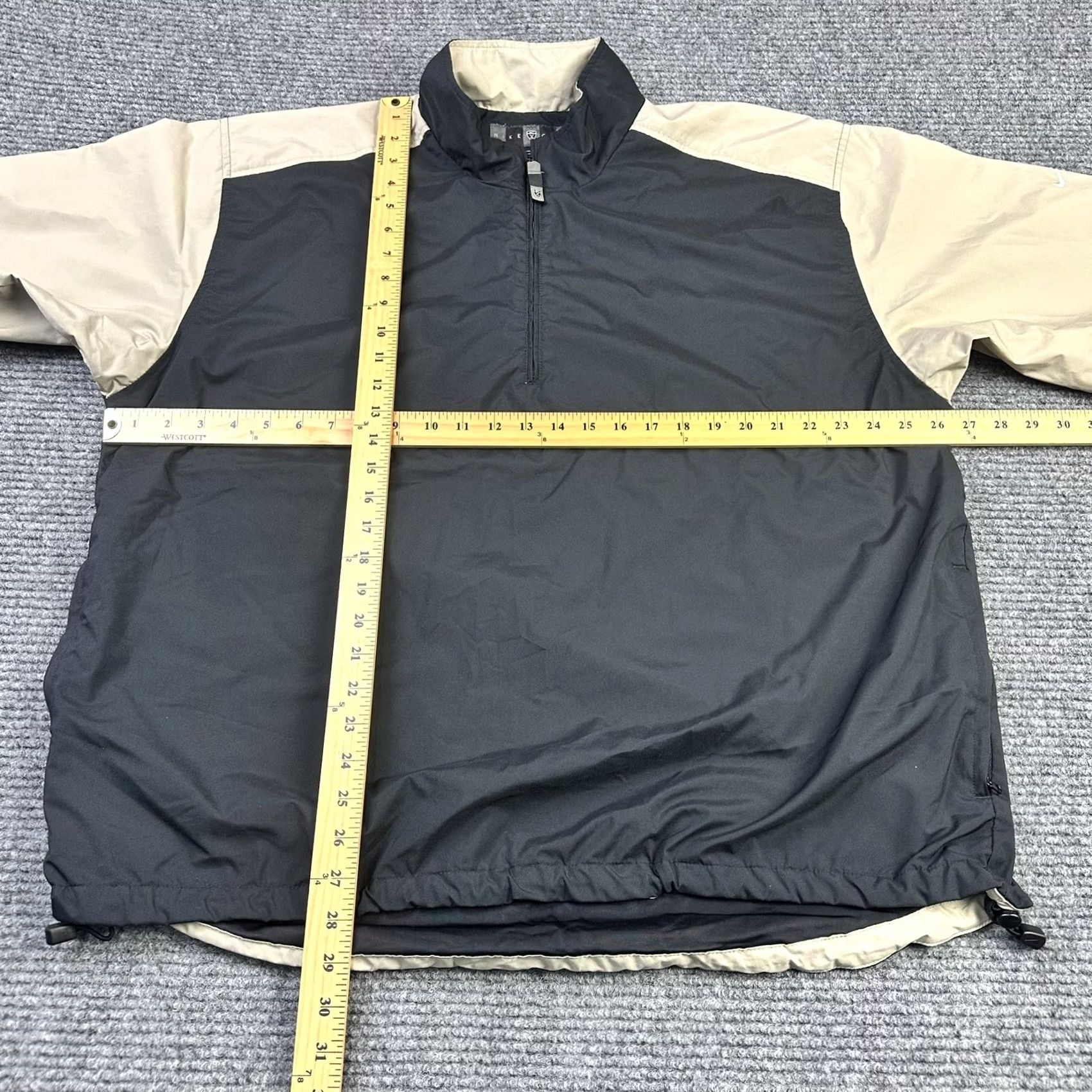 Nike VINTAGE Nike Golf Clima-Fit 1/4 Zip Windbreaker Jacket Large Mens Black/Khaki Embroidered Logo, Pockets, Adjustable Waist Size US L / EU 52-54 / 3 - 4 Thumbnail