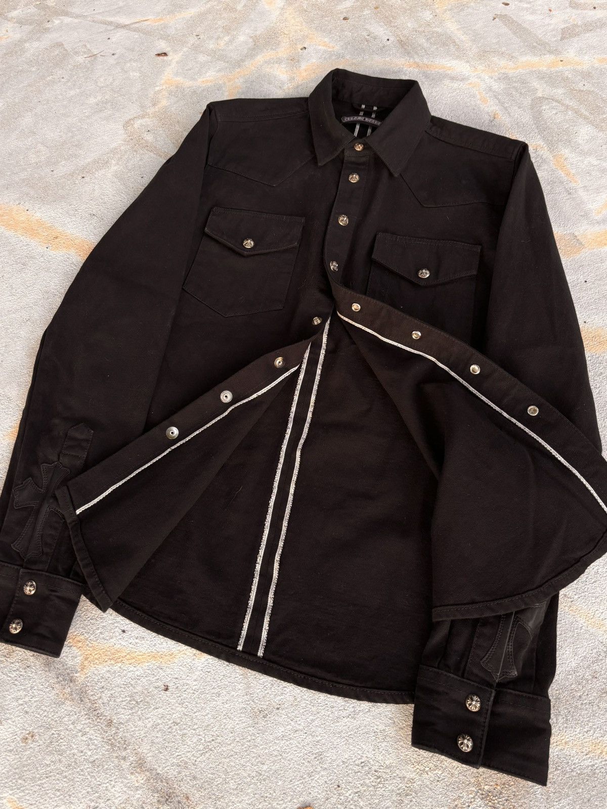 Chrome Hearts Chrome Hearts Leather Cross Patch Denim Western Shirt Size US M / EU 48-50 / 2 - 2 Thumbnail
