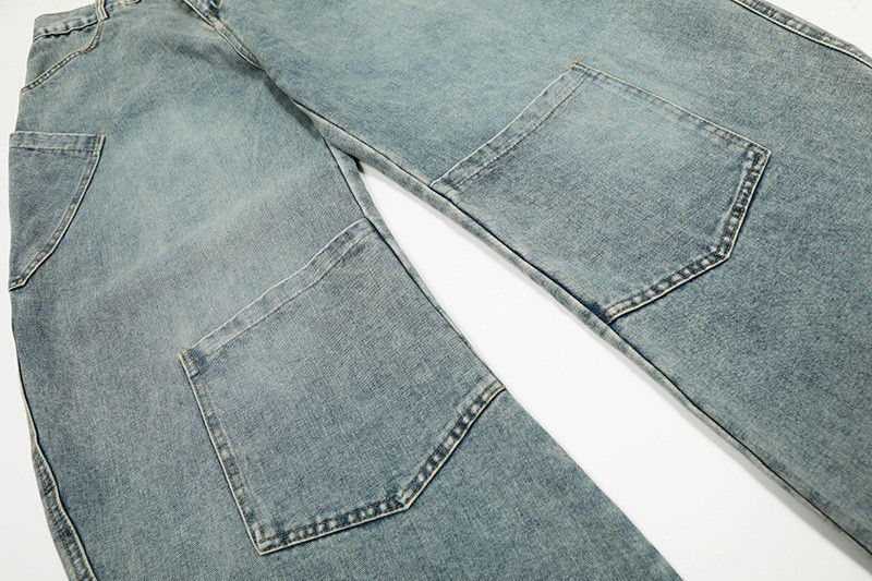 Vintage American retro washed straight curved work jeans for men Size US 32 / EU 48 - 4 Thumbnail