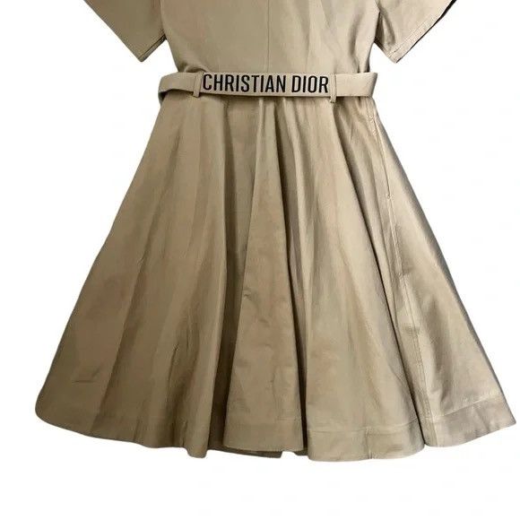 Dior Dior Belted Cotton Trench Coat Midi Dress in Tan SZ 6 NWOT Size S / US 4 / IT 40 - 5 Thumbnail