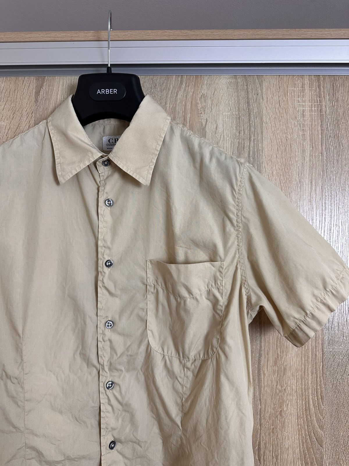 C.P. Company 🔥 90s C.P. Company Button Up Logo Shirt Beige Vintage Size US M / EU 48-50 / 2 - 3 Thumbnail