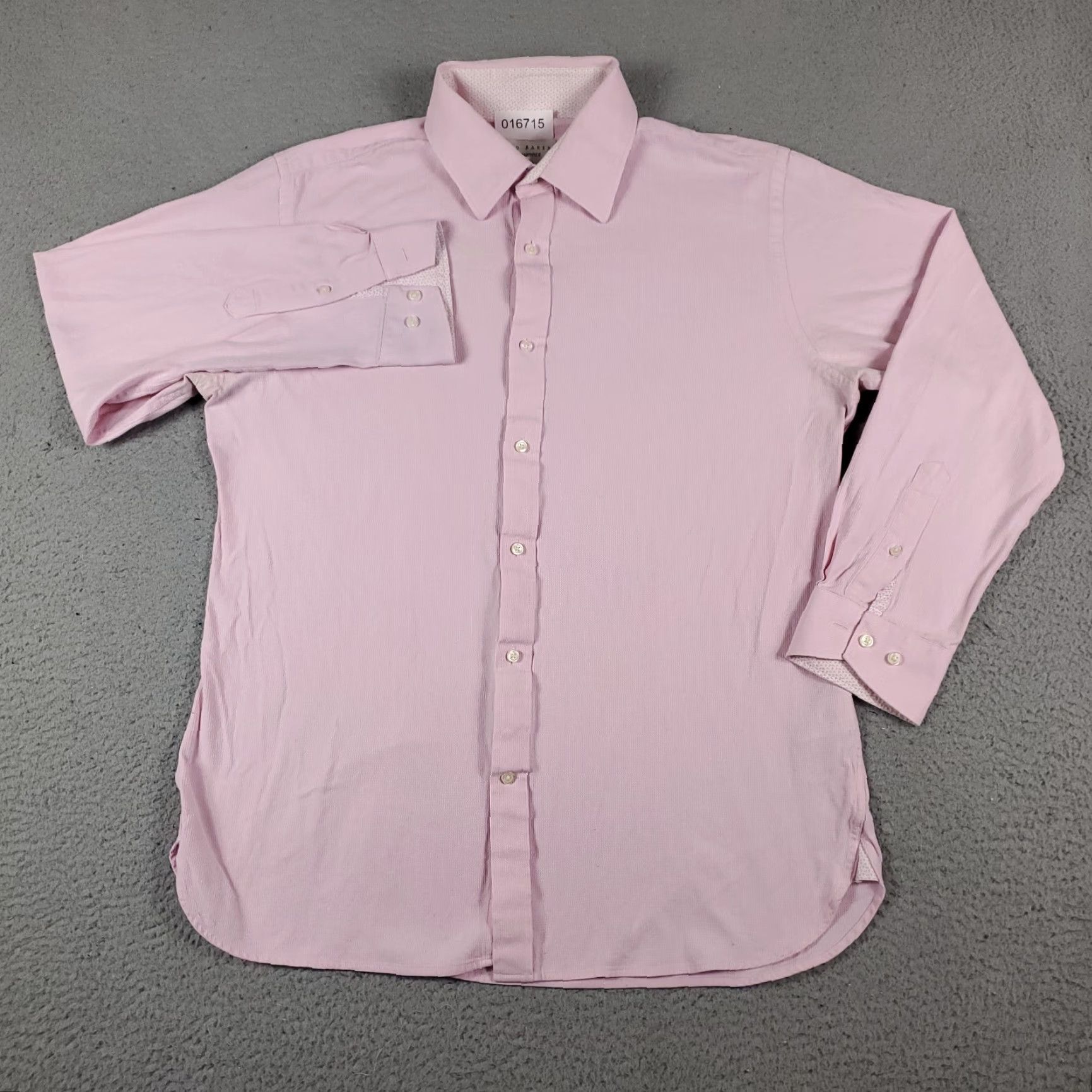 Ted Baker VINTAGE Ted Baker Shirt Mens 16 Pink Endurance Dress Long Sleeve Button Up Collared Geometric 100% Cotton Mens Regular Pink 90s? (Note: remove guess) Size 42R - 2 Thumbnail