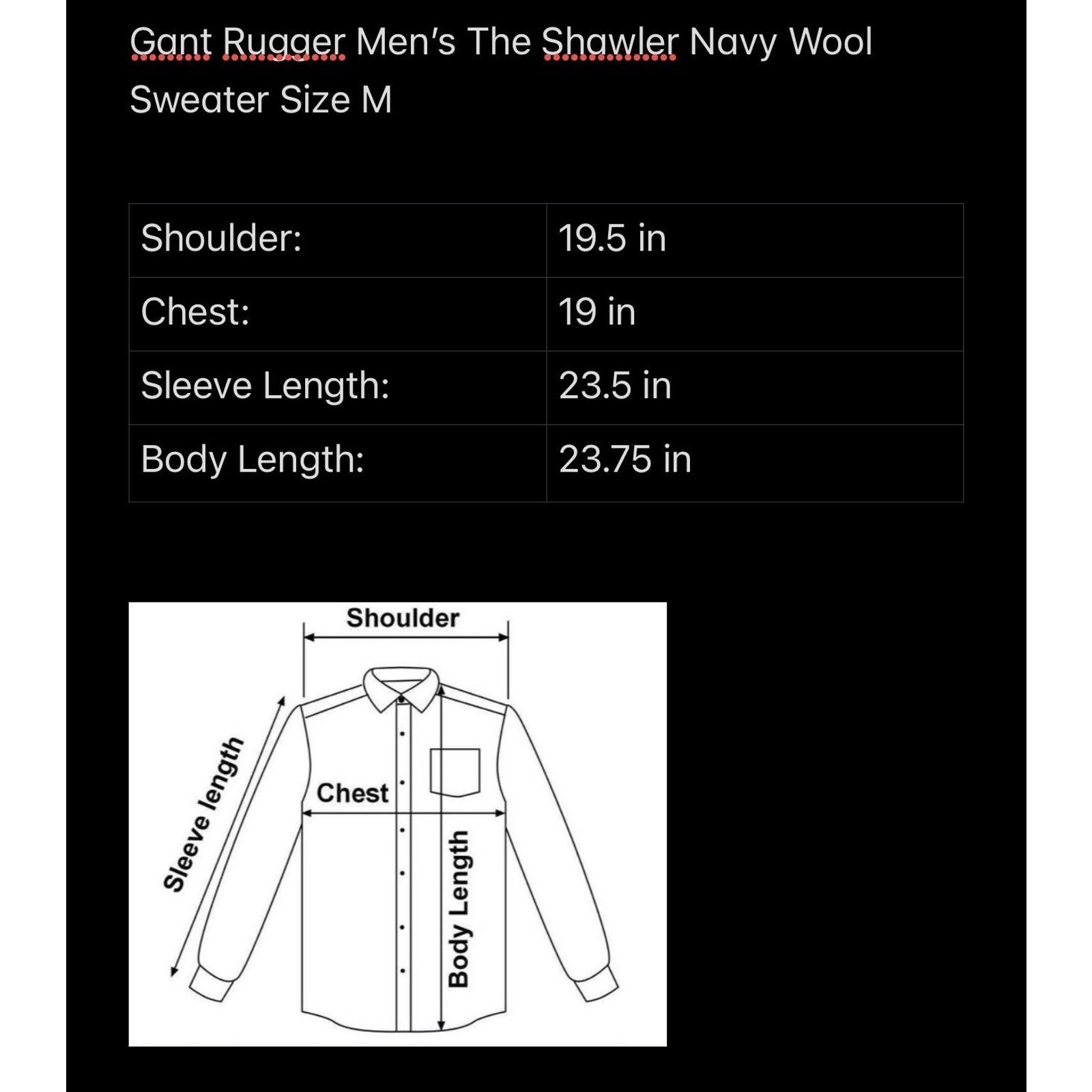 Gant Gant Rugger Men's The Shawler Navy Wool Sweater Size M Size US M / EU 48-50 / 2 - 6 Thumbnail
