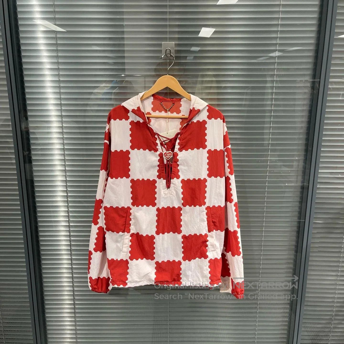 Louis Vuitton Red and White Checkered Hooded Long Sleeve Top. Size US M / EU 48-50 / 2 - 1 Thumbnail