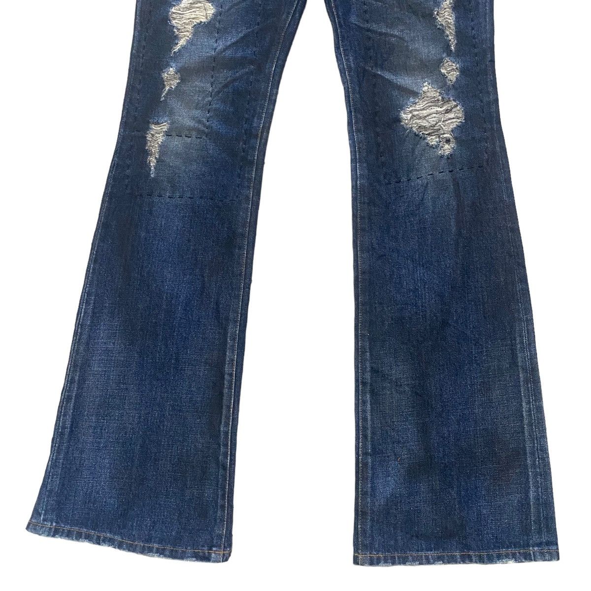 GOSTAR DE FUGA FUGA Coated Oiled Denim Flare Jeans Distressed Size US 32 / EU 48 - 8 Thumbnail